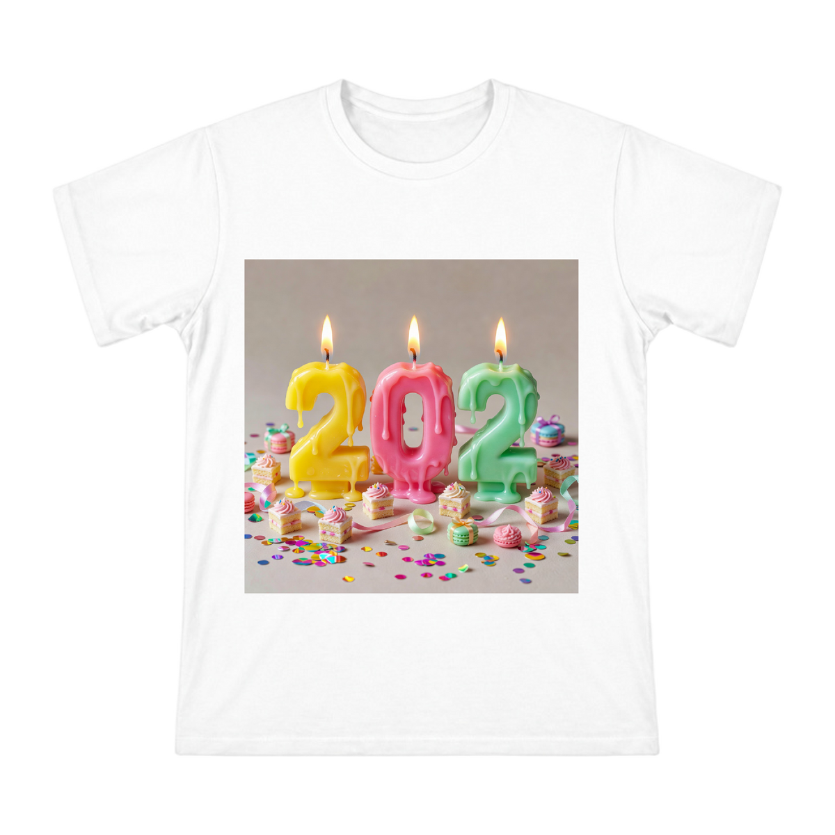 2022 Macaron Digital Candles and Miniature Desserts Men's Short Sleeve T-Shirt front [ai-pod:8e5ddc60ceb836b26d026cf07dcc8bc7]