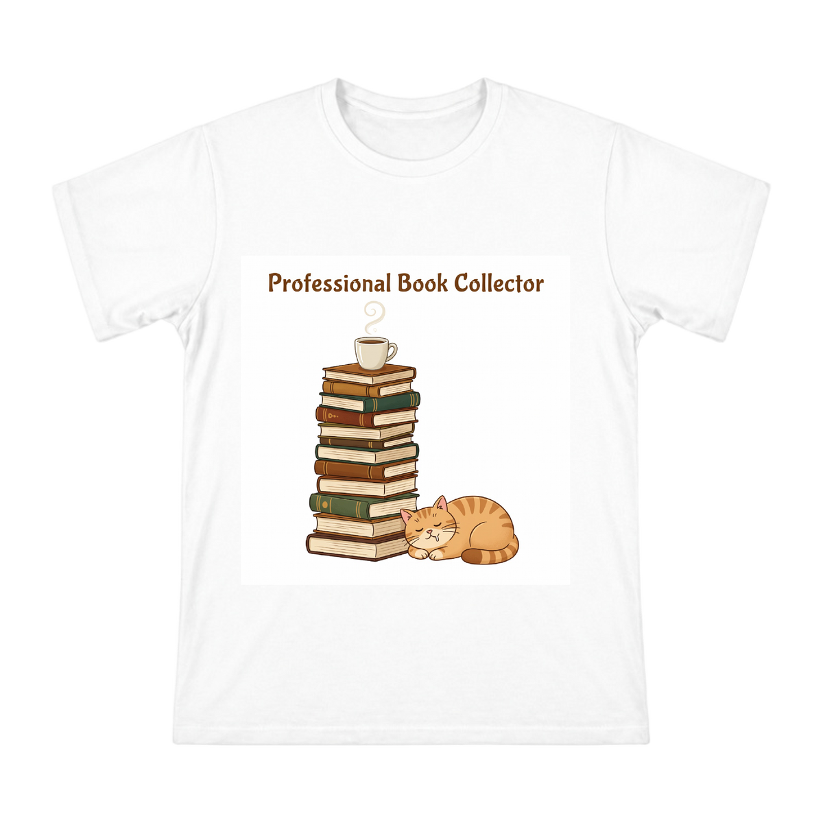 Sleeping Cat and Vintage Books Custom Print Men's Short Sleeve T-Shirt front [ai-pod:5a2672fdcbf992a124090e8da86aa51a]