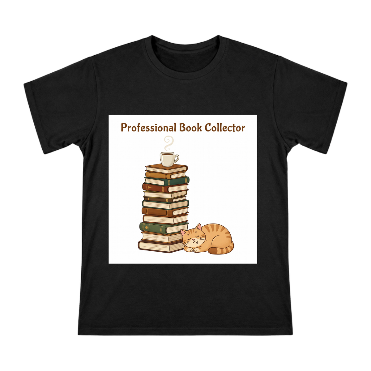 Sleeping Cat and Vintage Books Custom Print Men's Short Sleeve T-Shirt front [ai-pod:893da1315e86db2ac71a1bd4fea9060d]