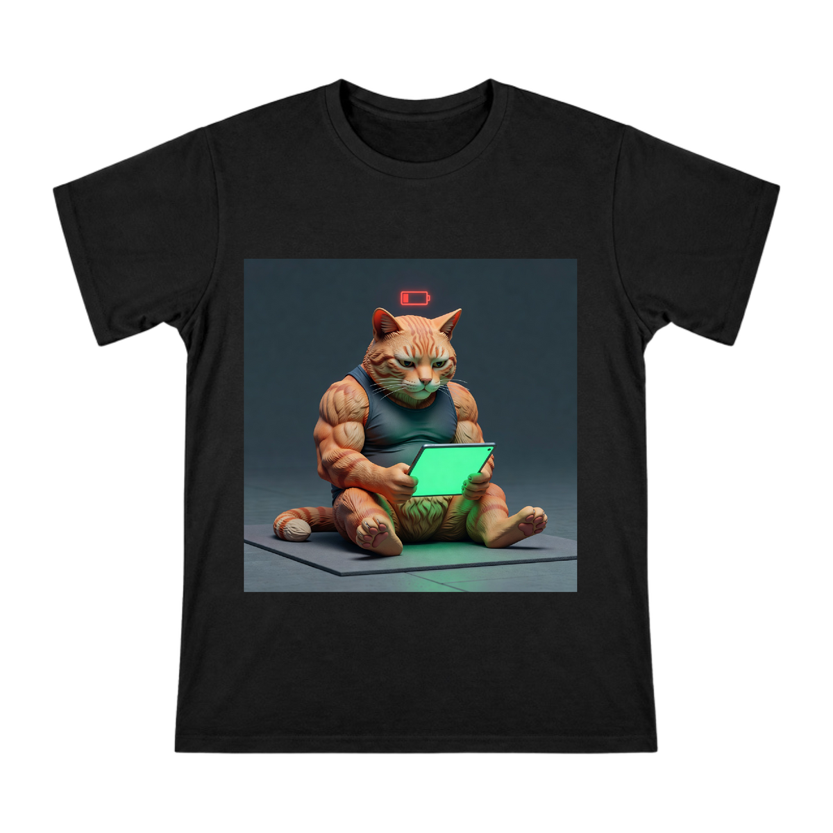 Muscular Orange Cat Tablet Art Men's Custom Print T-Shirt front [ai-pod:5c0a56083767c6b37a49e821332e263f]