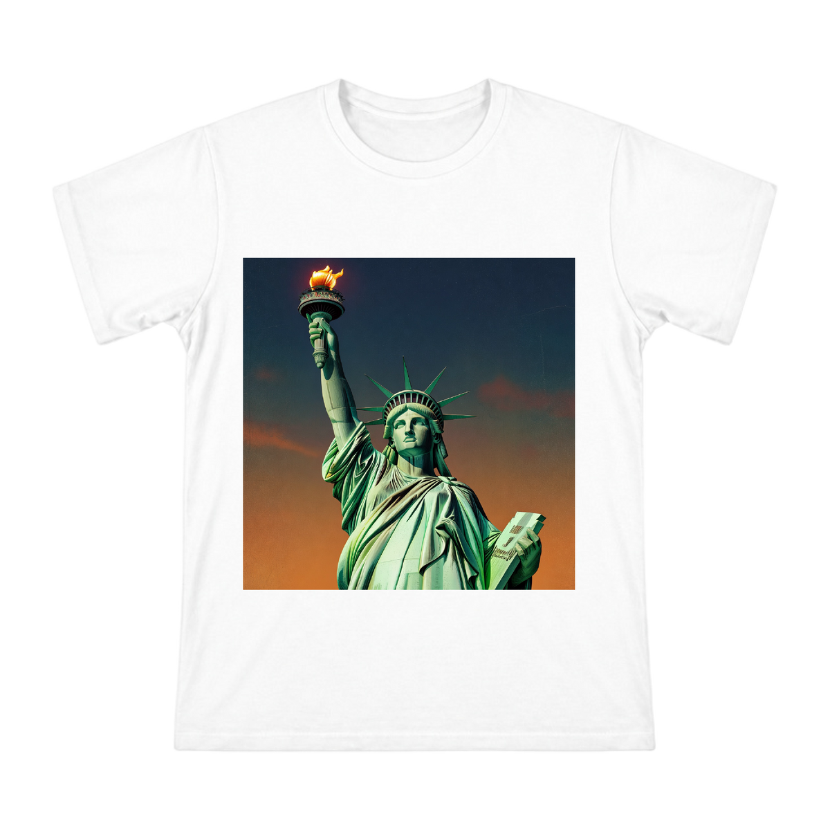 Statue of Liberty Vintage Poster Men's Short Sleeve T-Shirt front [ai-pod:669aaa57318ea41c87c800073ef4e81b]