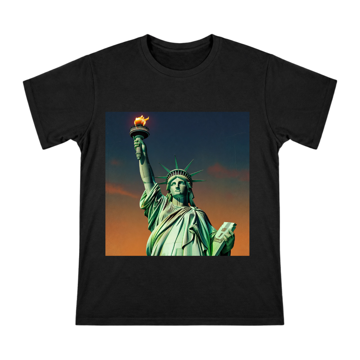 Statue of Liberty Vintage Poster Men's Short Sleeve T-Shirt front [ai-pod:f2fc08b82422e5b6b764da50f6701bcb]