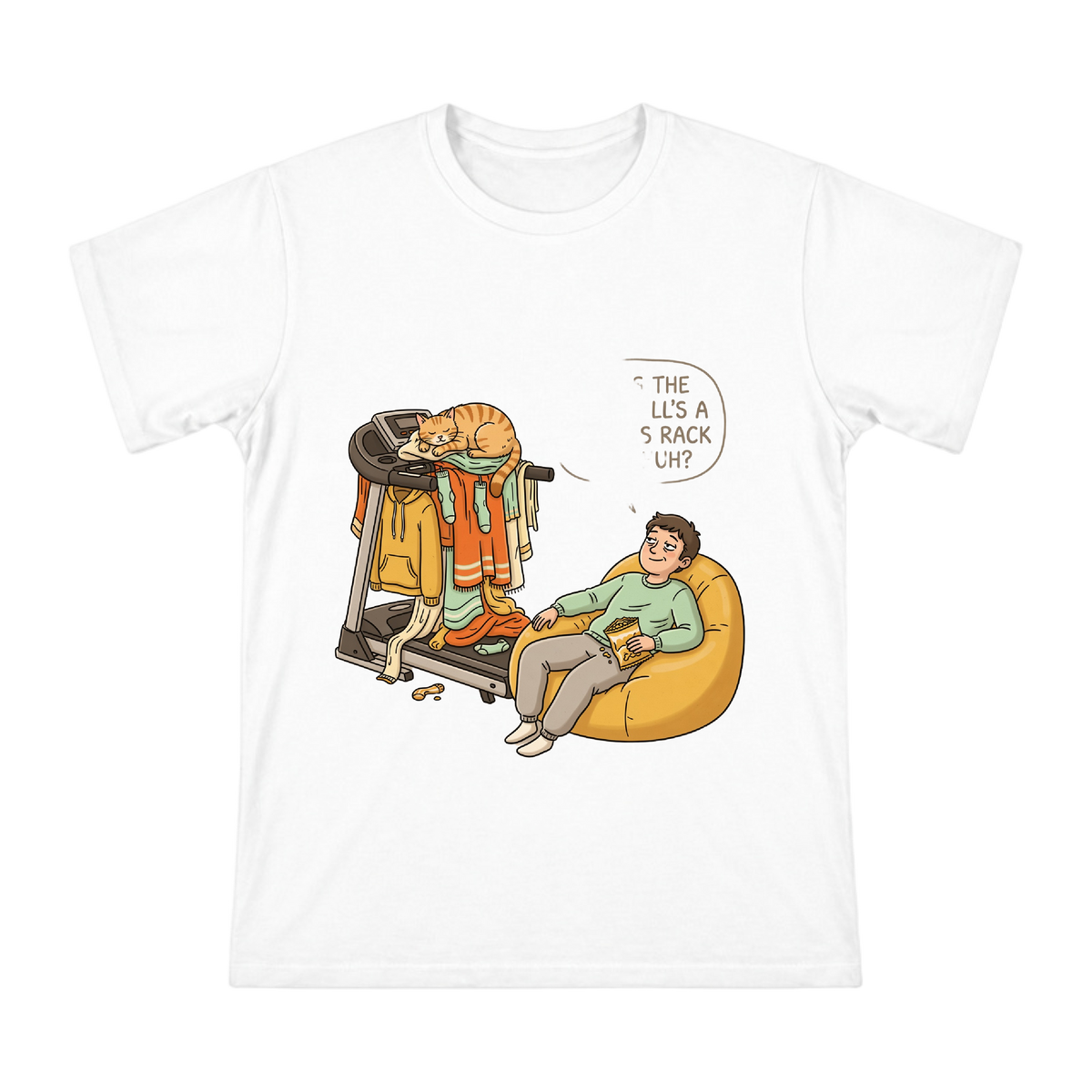 Humorous Cat on Treadmill Men's Custom Print T-Shirt front [ai-pod:34c235864ab11671c48cecd191d6b264]