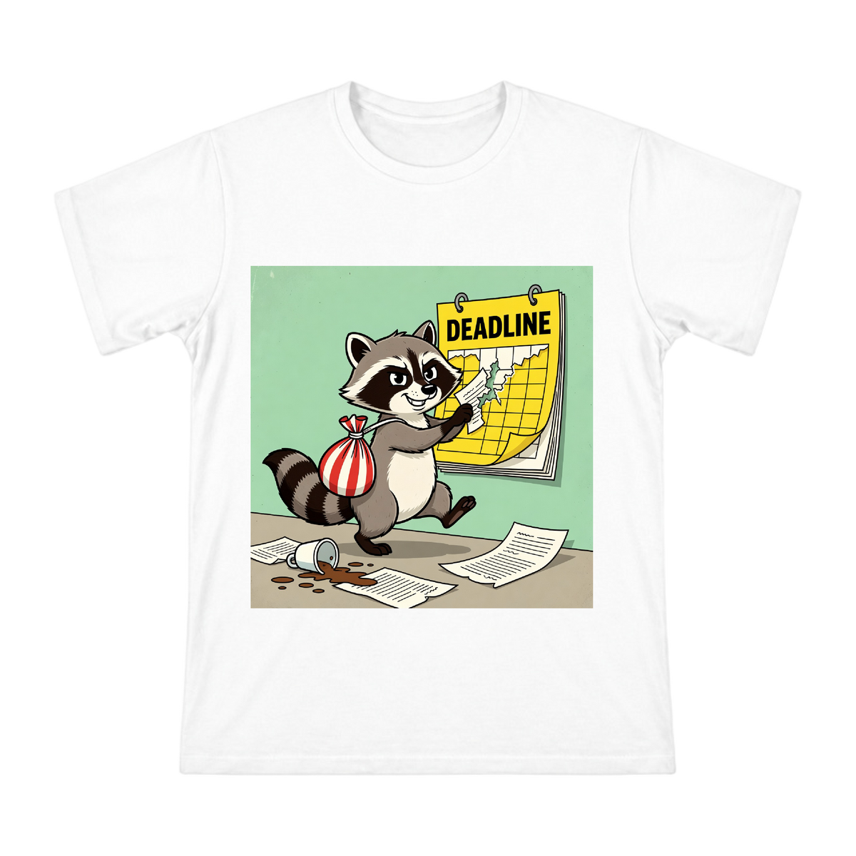 Cunning Raccoon Tearing Deadline Calendar Men's Premium Cotton T-Shirt front [ai-pod:7f803f2581ec0966cb1d279283205e66]