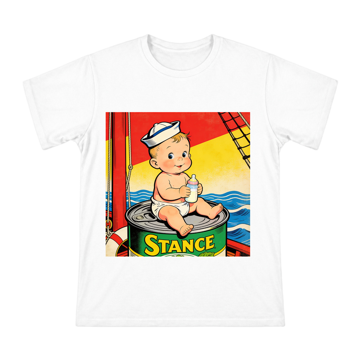 Retro American Comic Baby Sailor T-Shirt front [ai-pod:9c9175268137e6a03abb1aadbfde79e8]