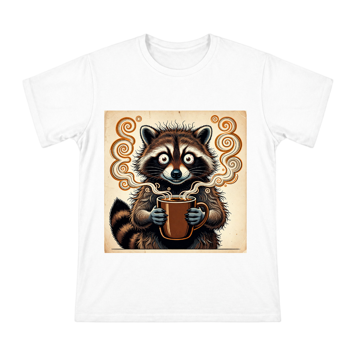 Caffeine-Overloaded Raccoon Vintage Illustration Men's Short Sleeve T-Shirt front [ai-pod:2faa8d1e6d96270aa4769d314d4789d6]
