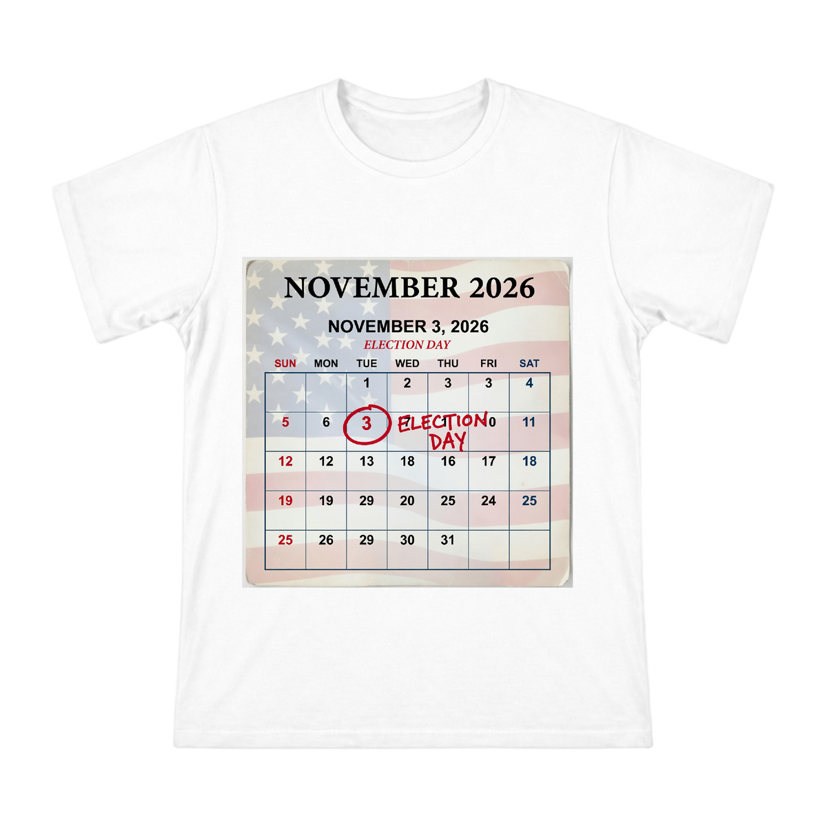 2026 Election Day November Calendar Vintage T-Shirt front [ai-pod:4a30b4da4271e9bfab31822add8e9ec0]