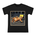 Relaxed Gym Cat with Dumbbell - Retro Comic Style Men's Short Sleeve T-Shirt front [ai-pod:28c5ccc3ca16dda021f0fbbaba352088]