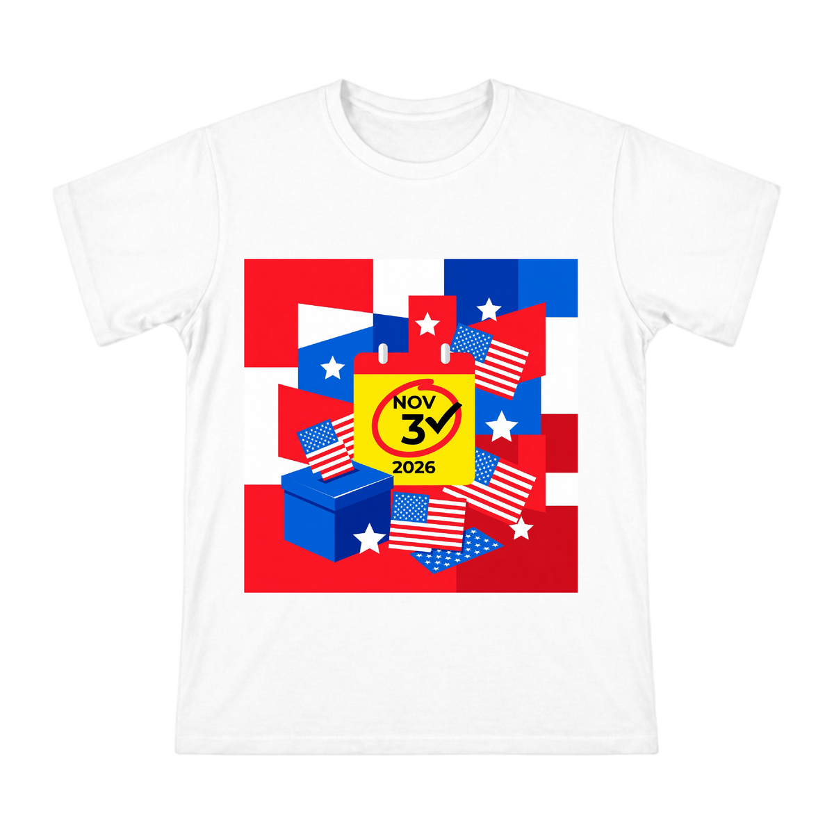 2026 US Midterm Election Calendar and Ballot Box Art Men's Short Sleeve T-Shirt front [ai-pod:3d22d528eeb3637b7bbcffc52ecf4d07]