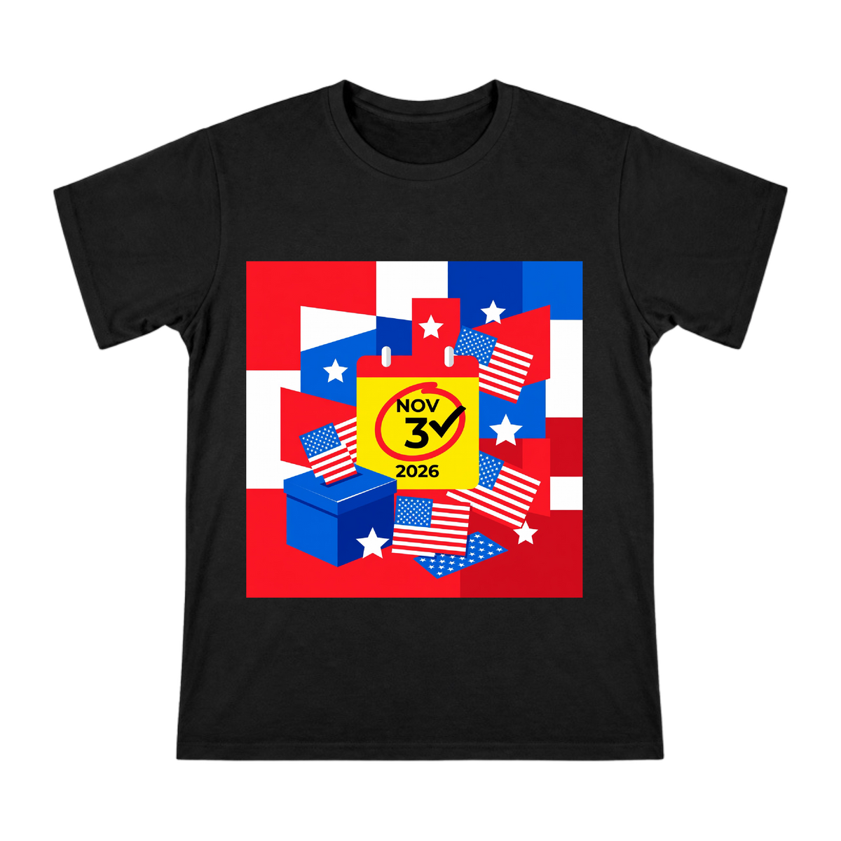 2026 US Midterm Election Calendar and Ballot Box Art Men's Short Sleeve T-Shirt front [ai-pod:435bc3155f74e3534a6a6a3a9d1e25de]