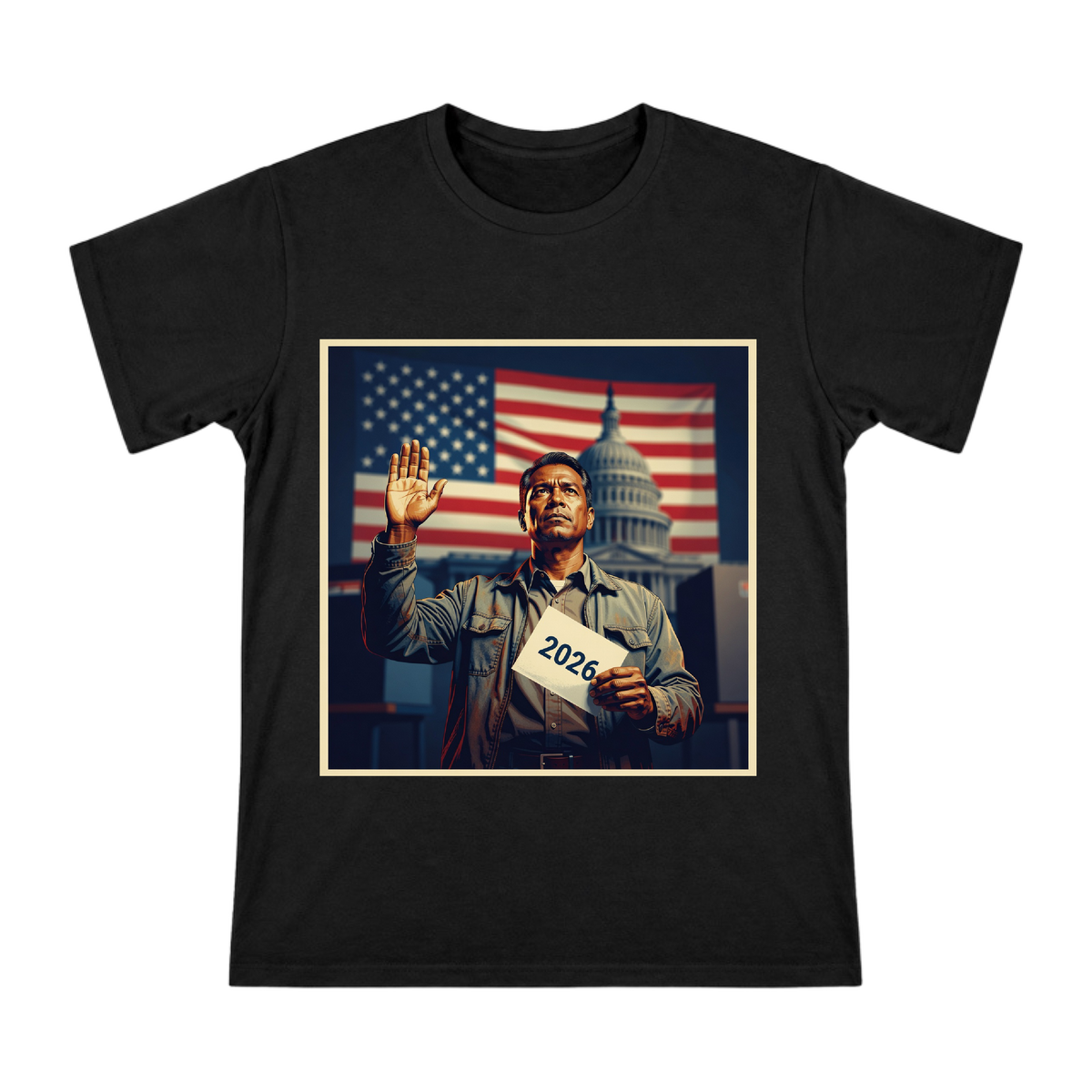2026 Solemn Vow Voter Illustration Men's Heavyweight Cotton T-Shirt front [ai-pod:1f94f9335e7bc02c5e0f992809f4f21c]