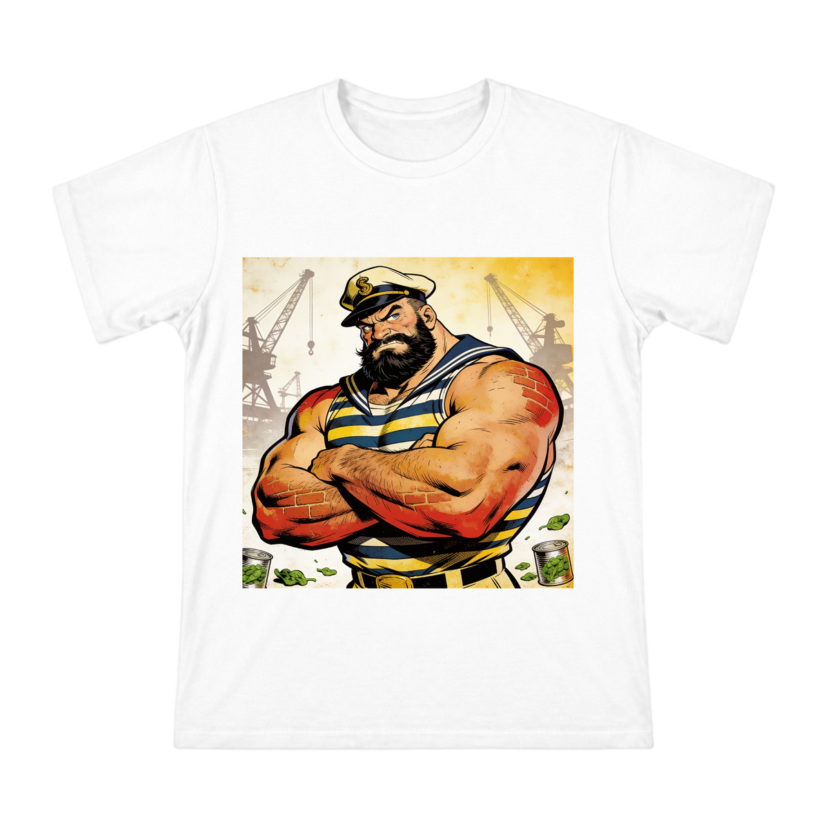 Vintage Comic Sailor Bluto Muscular Man Graphic Men's Short Sleeve T-Shirt front [ai-pod:6c3f18fb1e4ed0ccfc551ab4565fea6b]