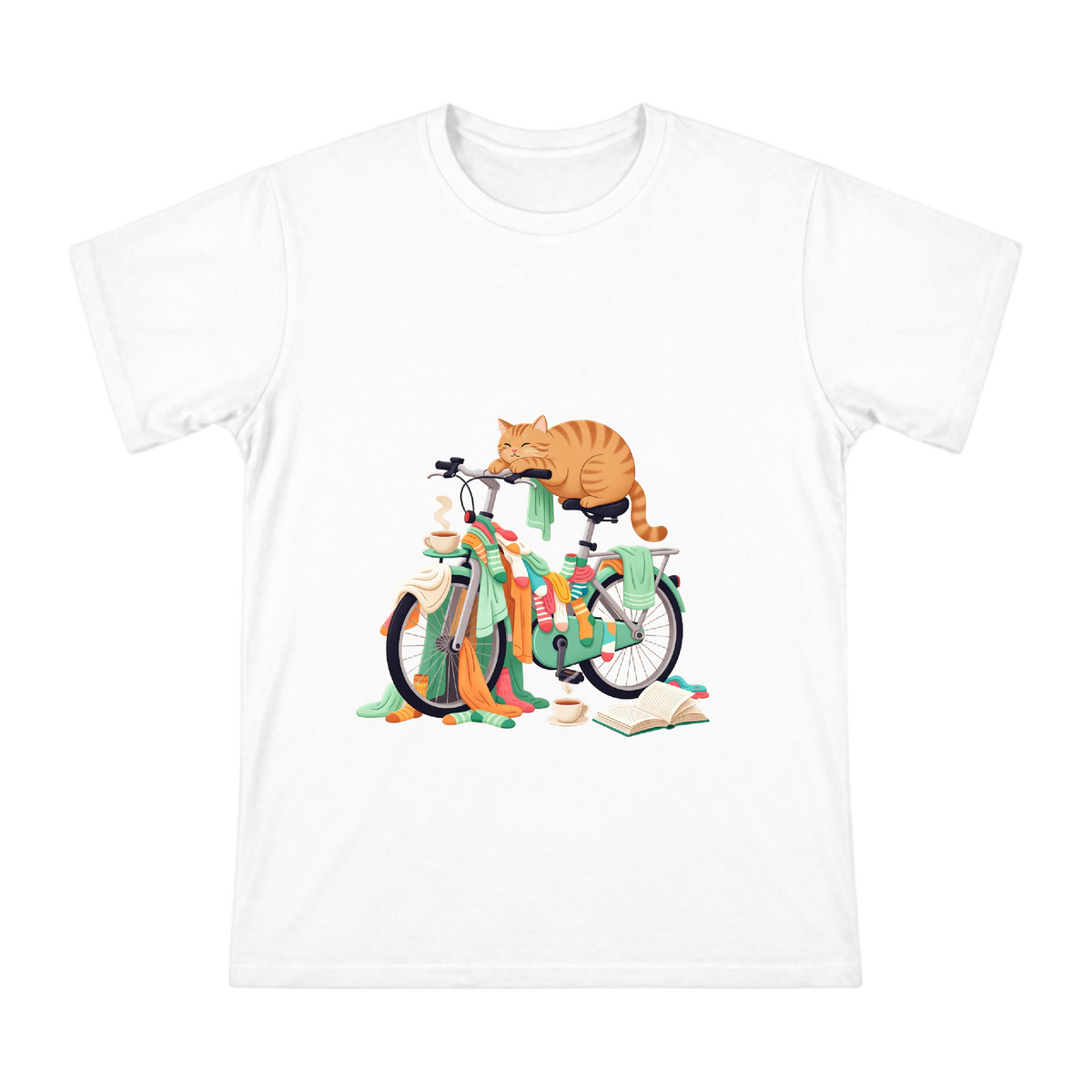 Orange Cat on Mint Green Bicycle Custom Men's T-Shirt front [ai-pod:fb8af82a89e5115371913e52d7393bf0]