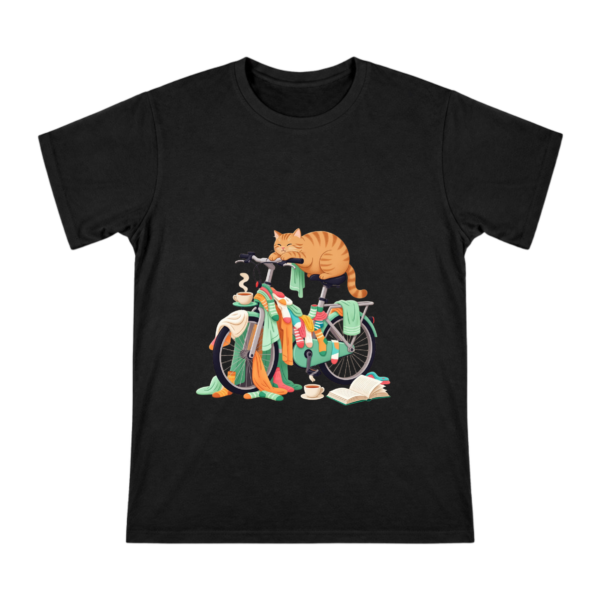 Orange Cat on Mint Green Bicycle Custom Men's T-Shirt front [ai-pod:b4ffdc36f65e4fab70abfd26e8f78c44]