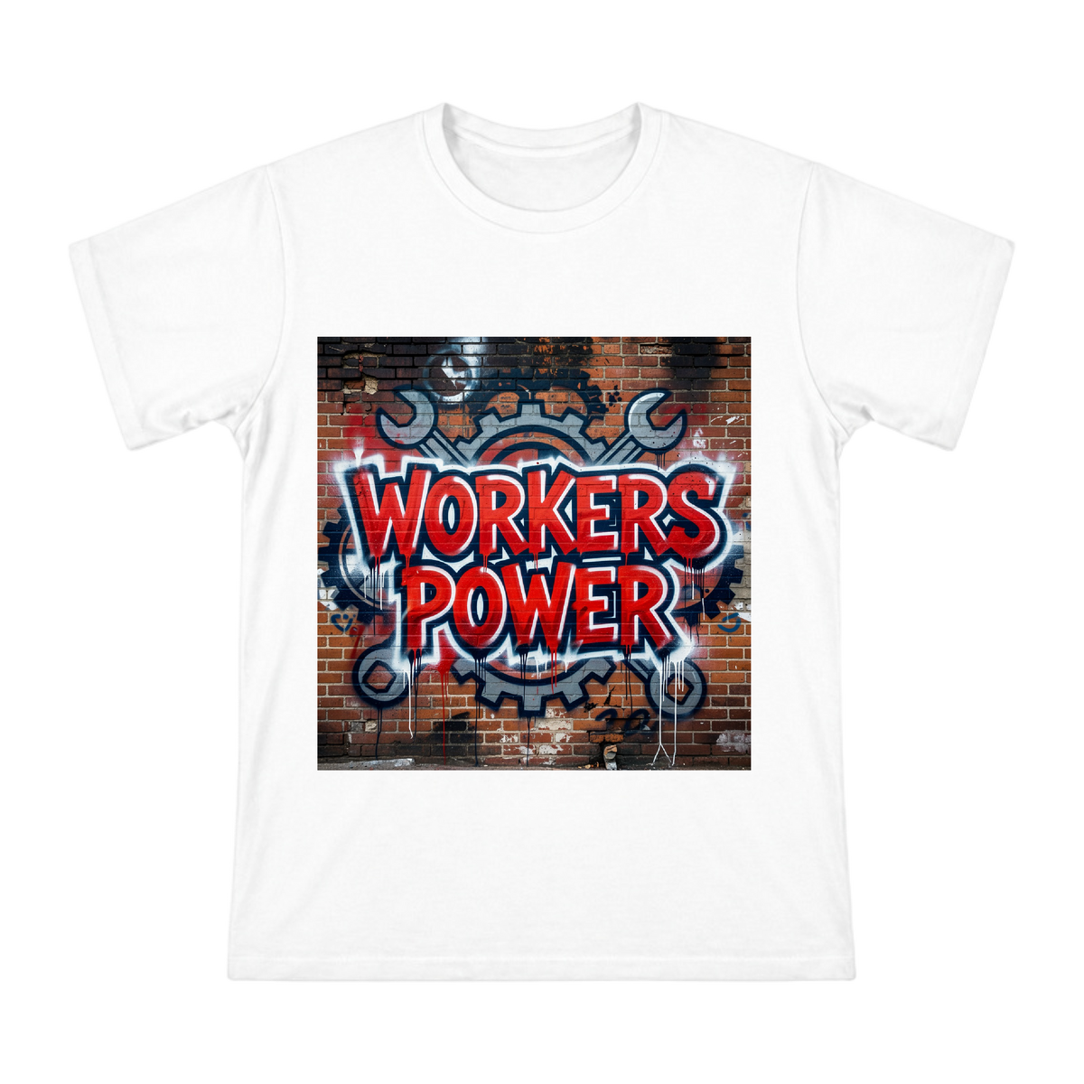Workers Power Industrial Street Art Graphic Men's Short Sleeve T-Shirt front [ai-pod:60e181c39a3008ae64b90099d0e7f1ff]