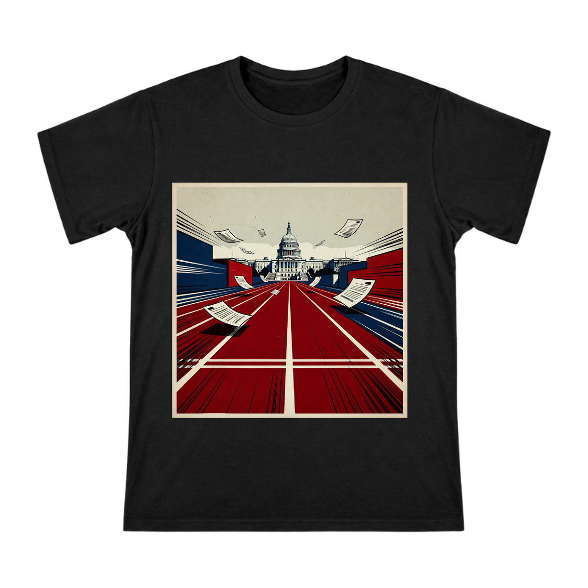 Political Campaign Track Art Men's Cotton T-Shirt front [ai-pod:0b4158e955b2511af1020fd72ba192f1]
