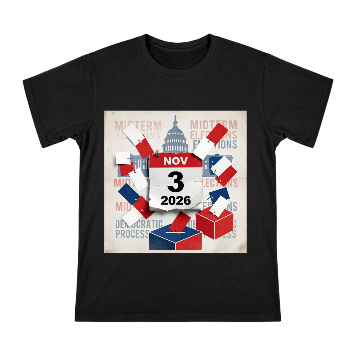 2026 Midterm Election Calendar Collage Art Men's Short Sleeve T-Shirt front [ai-pod:9032bd6892290589e41ee26646574946]