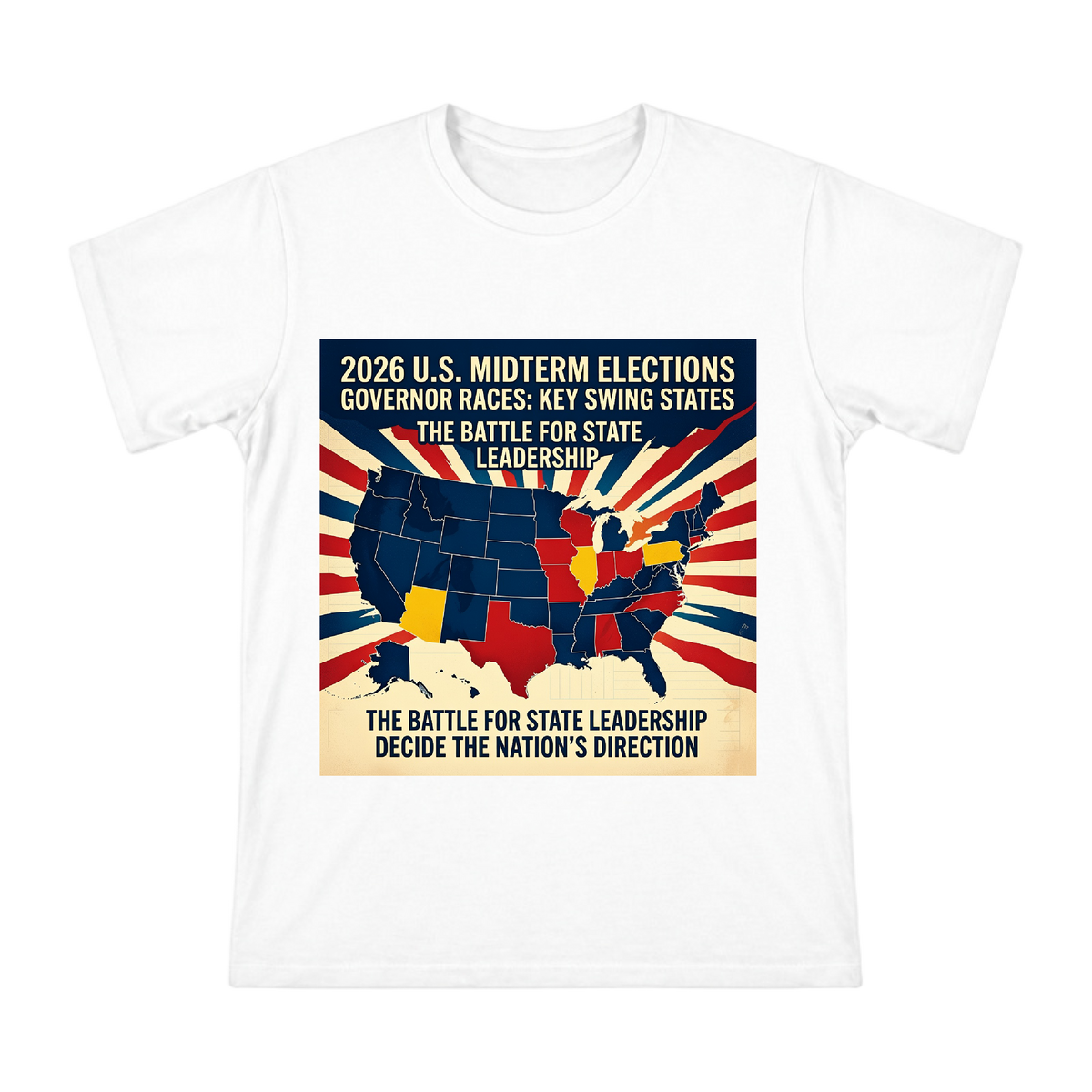 2026 US Midterm Election Governor Race Retro Political Poster Men's Cotton T-Shirt front [ai-pod:4ea4312aa7448da665516c0f2df2dc98]