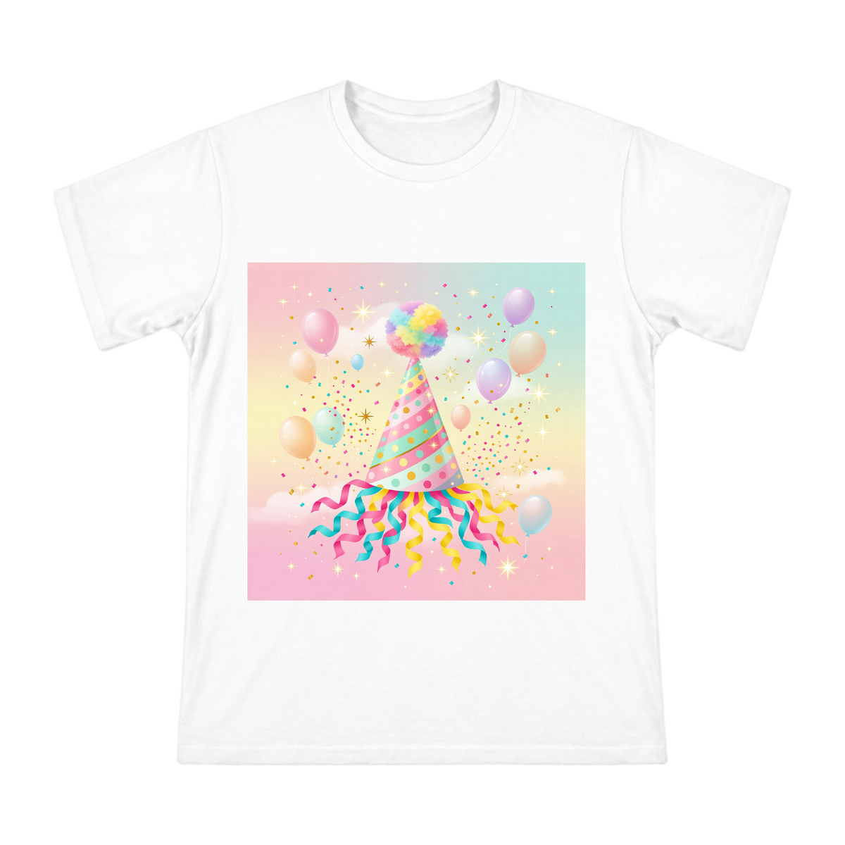 Macaron Polka Dot Birthday Party Hat Vector Art Men's Cotton T-Shirt front [ai-pod:7772482a64d2703a90d05038689a3de3]