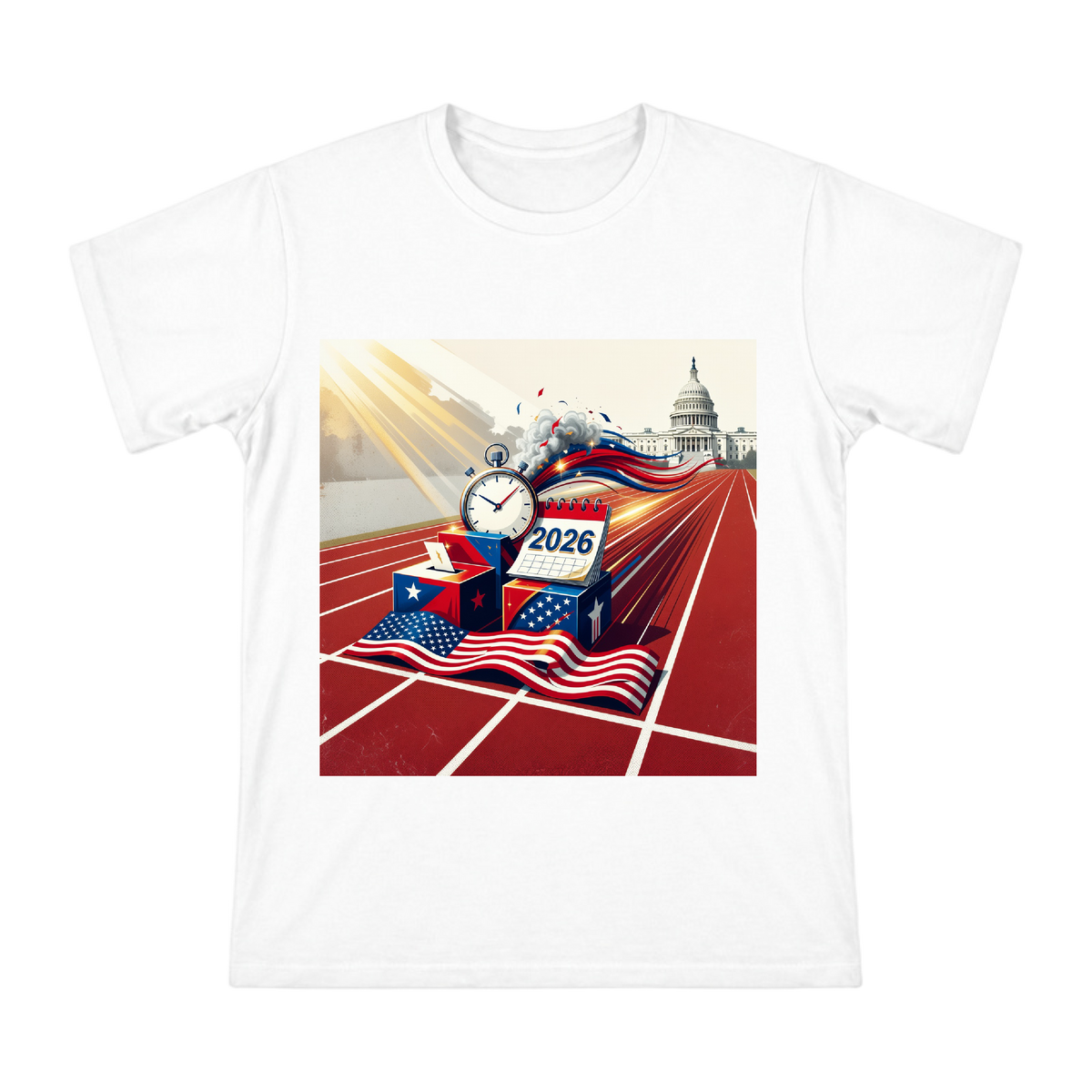 2026 US Election Countdown Vote Box and Flag Dynamic Art Men's Short Sleeve T-Shirt front [ai-pod:9267e5737fc5992d9ac7230a6a695f06]