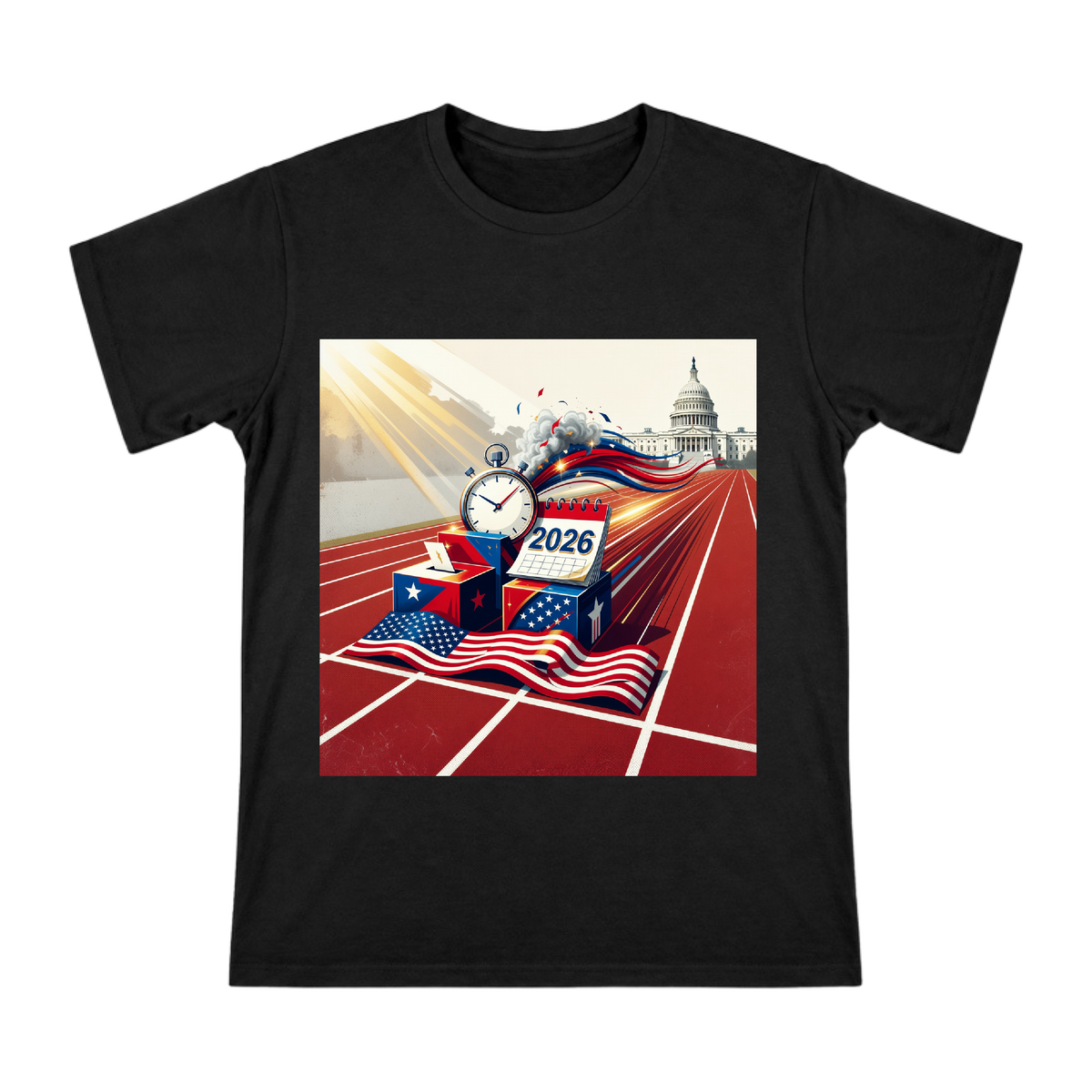 2026 US Election Countdown Vote Box and Flag Dynamic Art Men's Short Sleeve T-Shirt front [ai-pod:8a6b888388cd369c0207772e4f317545]