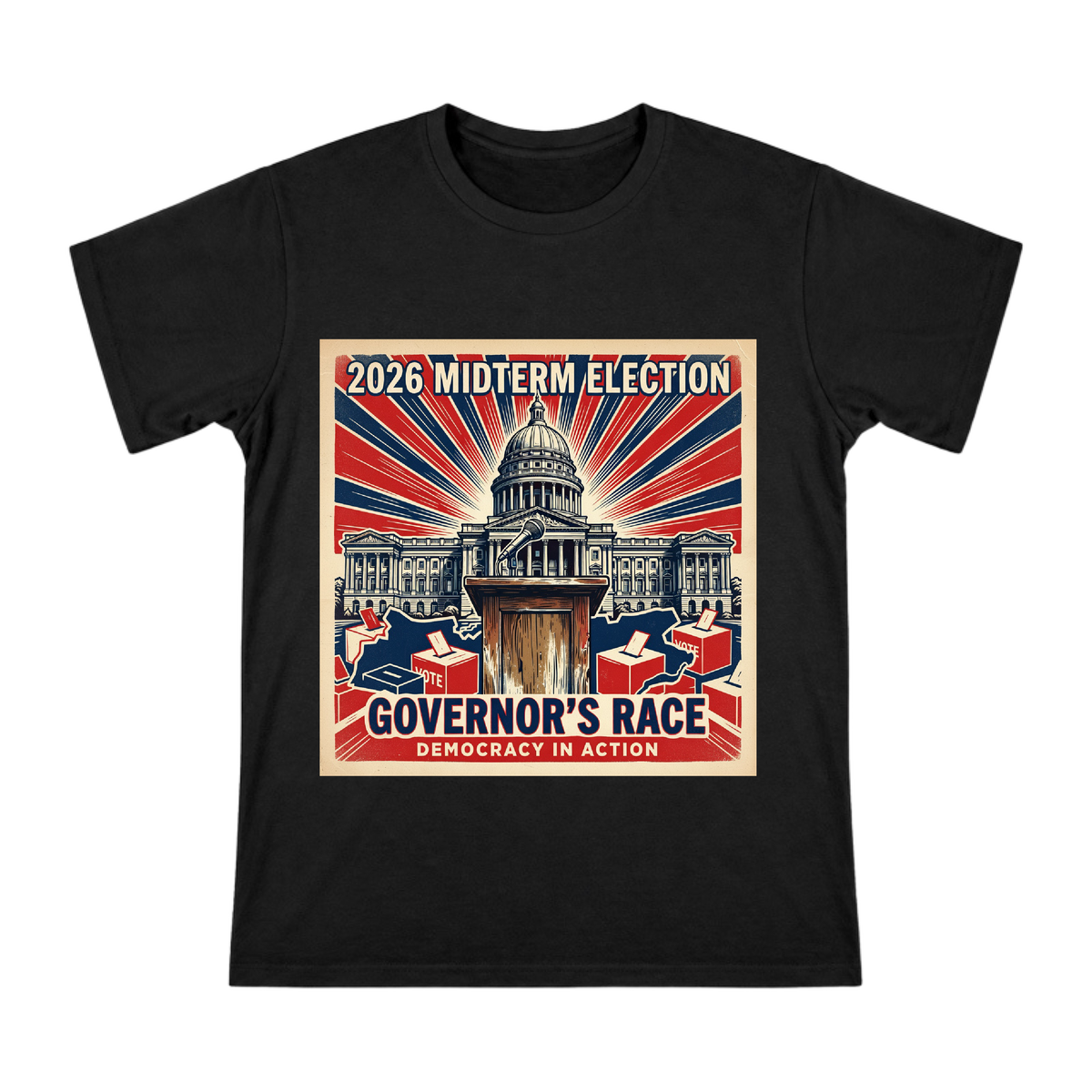 2026 Midterm Election Governor Campaign Vintage Poster T-Shirt front [ai-pod:2f38ead090275e95726cd88dffa74cde]