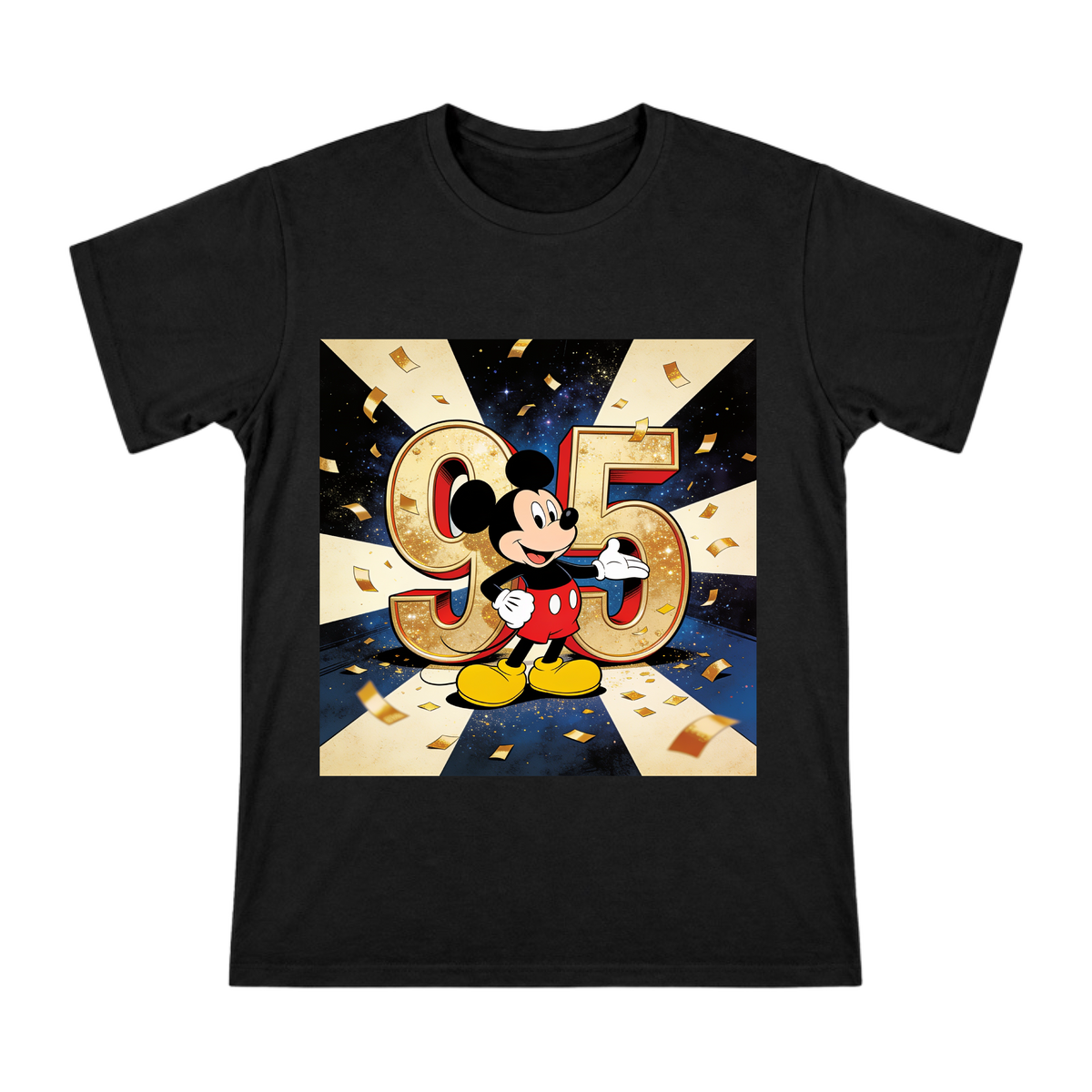 Mickey Mouse 95th Anniversary Gold Celebration Illustration Men's Short Sleeve T-Shirt front [ai-pod:8e7b7e0d65f7c2ff30d8c988c550900d]