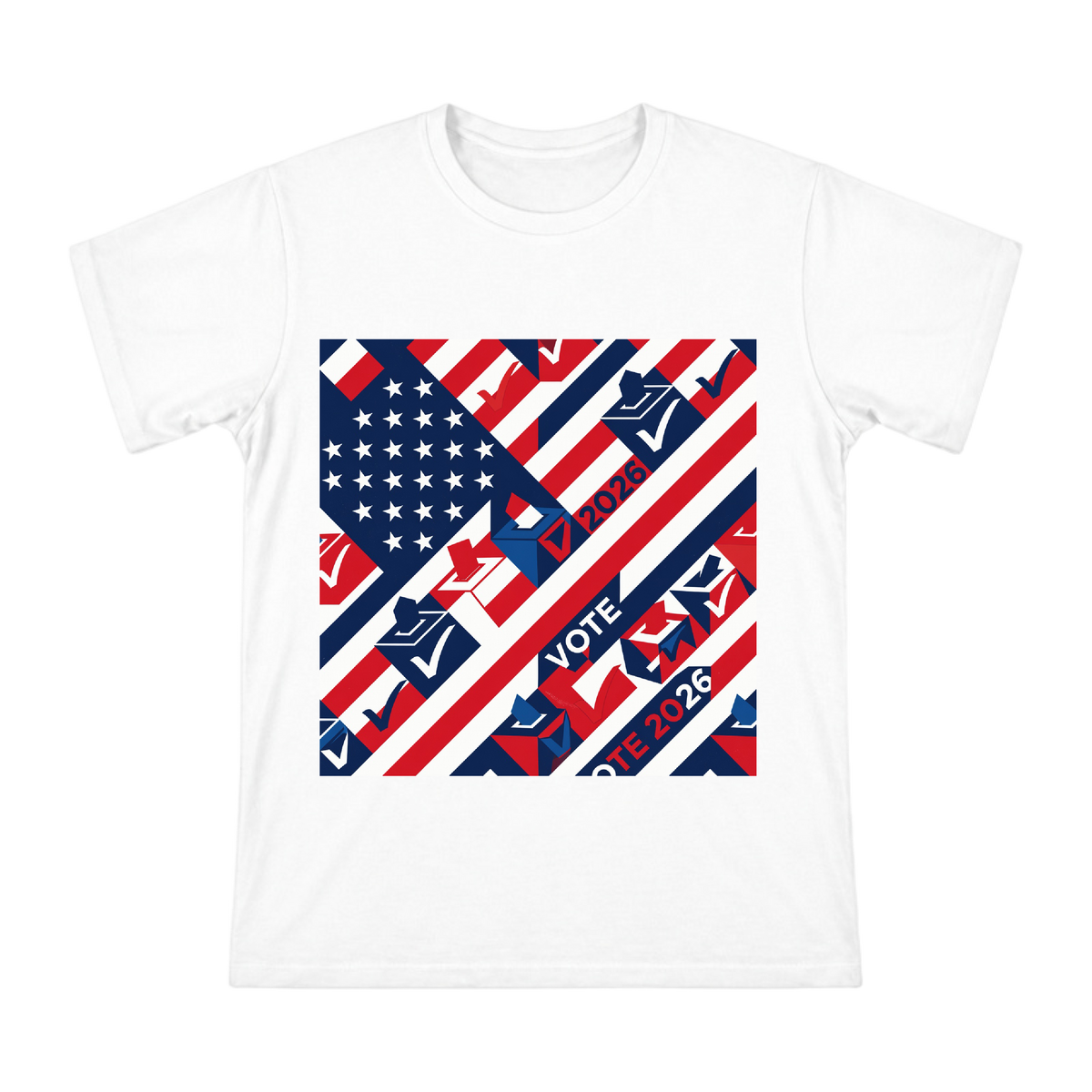 2026 Election Geometric Patriotic Print Men's Short Sleeve T-Shirt front [ai-pod:04e45b7ada28029c0b6b4efd74779c84]