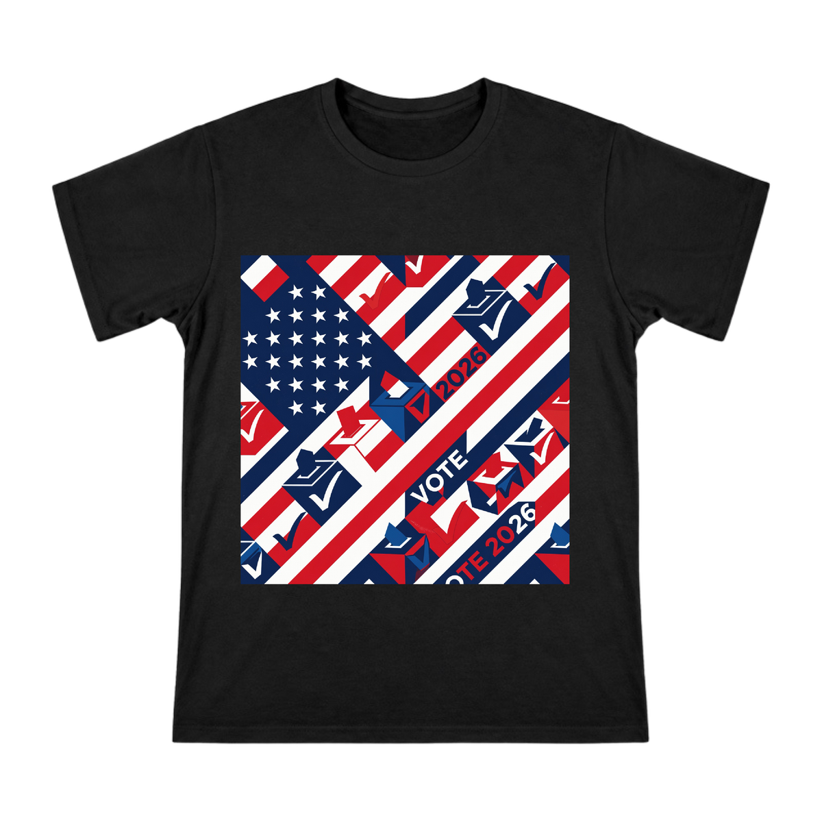 2026 Election Geometric Patriotic Print Men's Short Sleeve T-Shirt front [ai-pod:bdc64d867d2b3eed222330e751eee3d8]