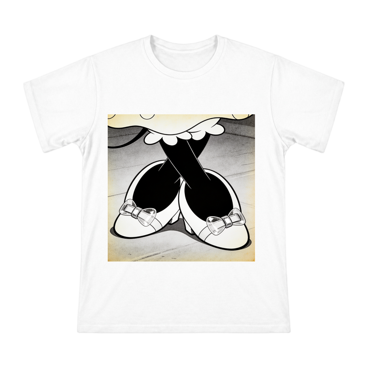 Vintage Minnie Mouse Mary Jane Shoes Custom Print Men's Cotton T-Shirt front [ai-pod:7270b2881c4095483a5b3af0ac11c0de]