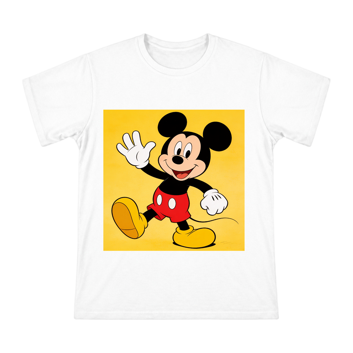 Classic Mickey Mouse Waving Cartoon Print | Men's Heavyweight Cotton T-Shirt (Front-Print Only) front [ai-pod:3dc5b14da38ff65cd8b743c0db62f9f0]