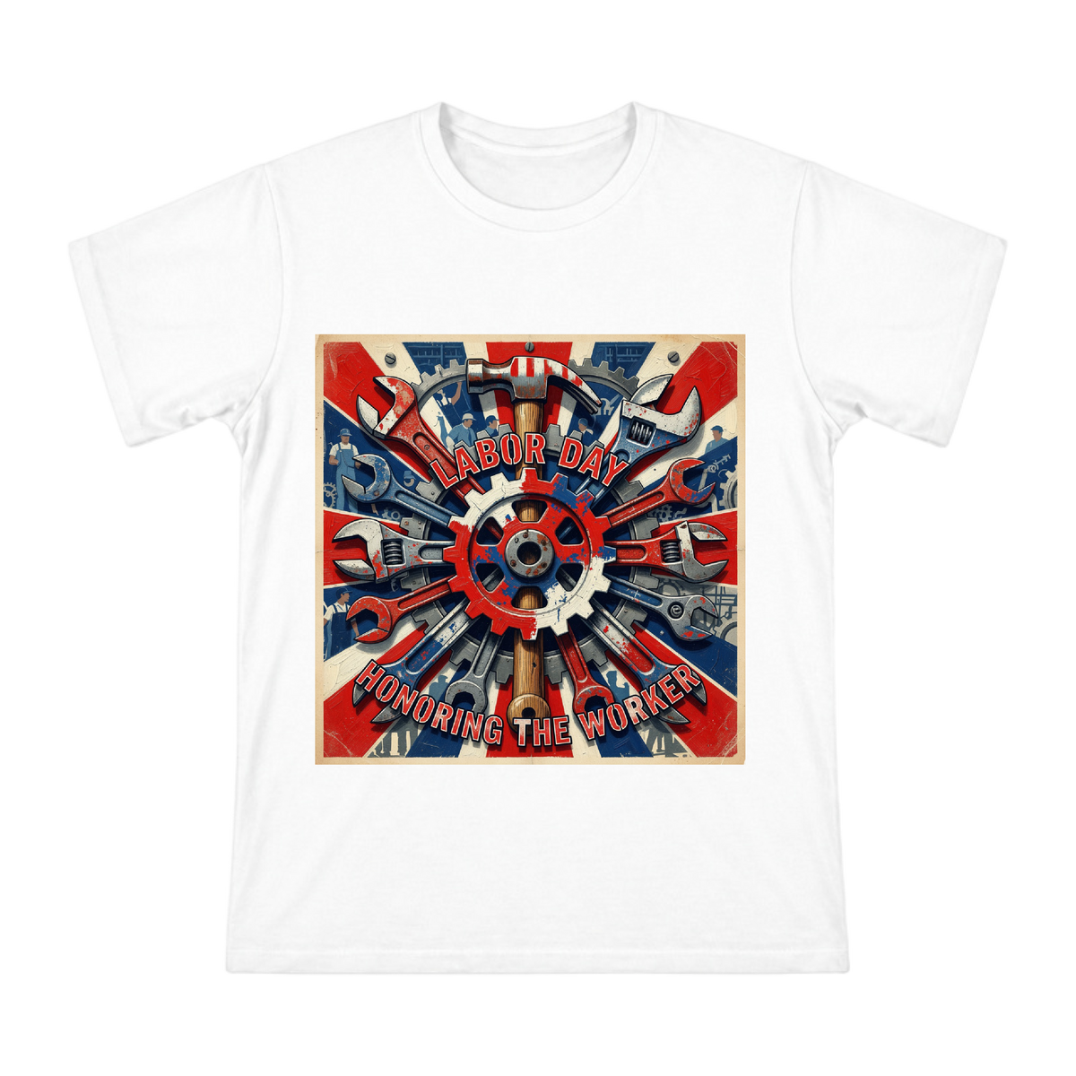 Labor Day Tribute Vintage Industrial Gear T-Shirt front [ai-pod:809b25fe524595c74f4359f59c65c609]