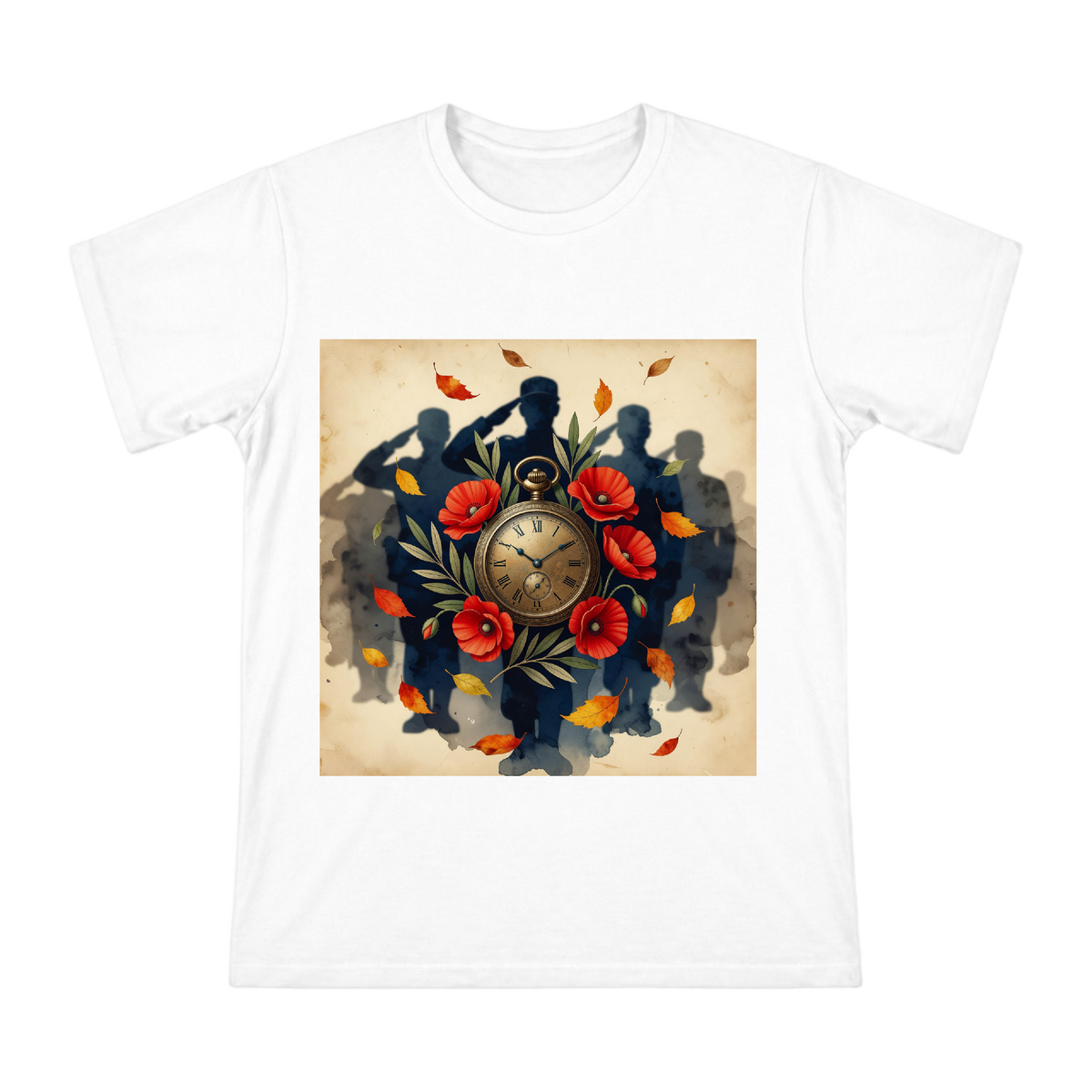 Vintage Pocket Watch and Red Poppy Memorial Art Men's Short Sleeve T-Shirt front [ai-pod:949ccb79159c7f779b3cb4dd150d4026]