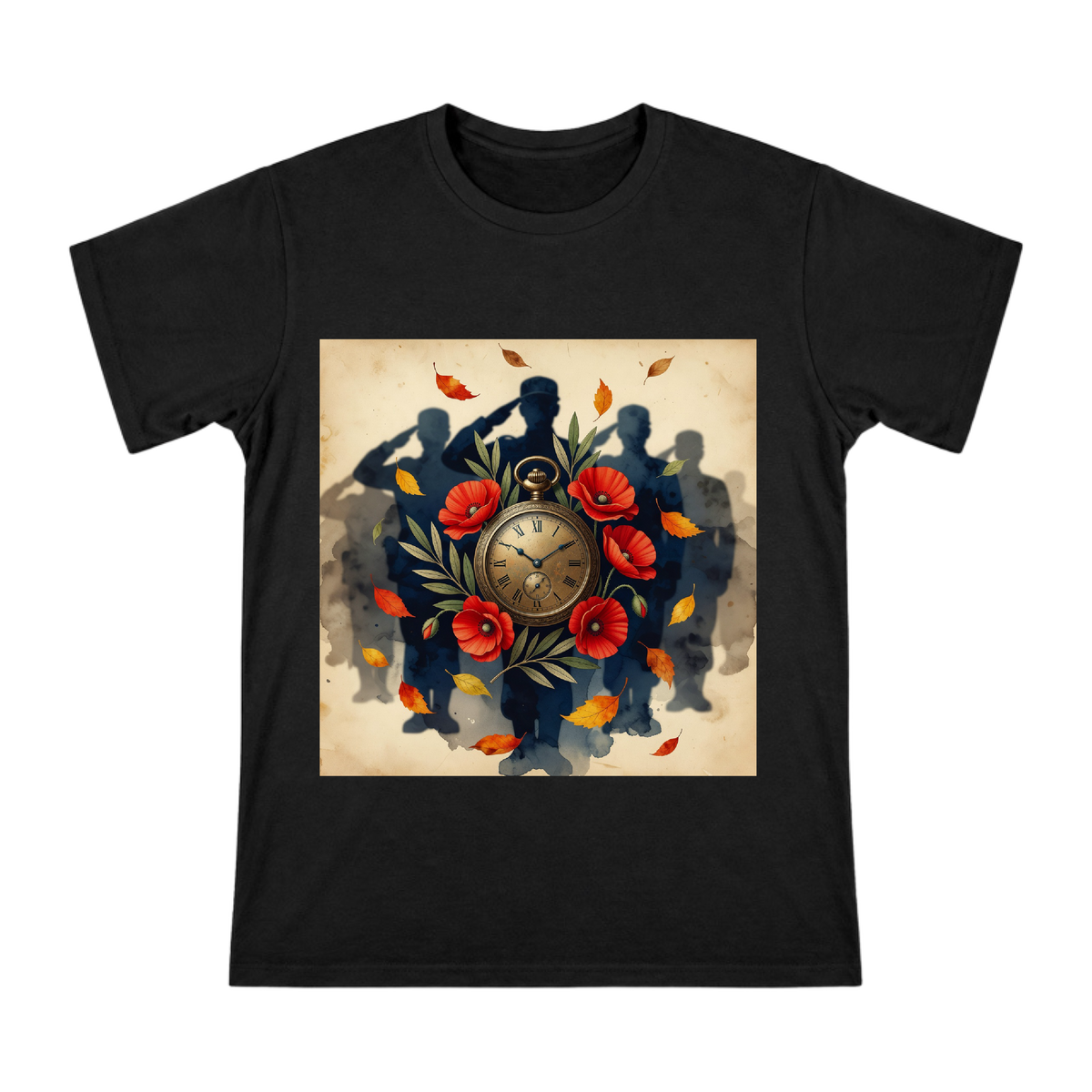 Vintage Pocket Watch and Red Poppy Memorial Art Men's Short Sleeve T-Shirt front [ai-pod:03bcf21ad25885cfad476bdb765f735c]
