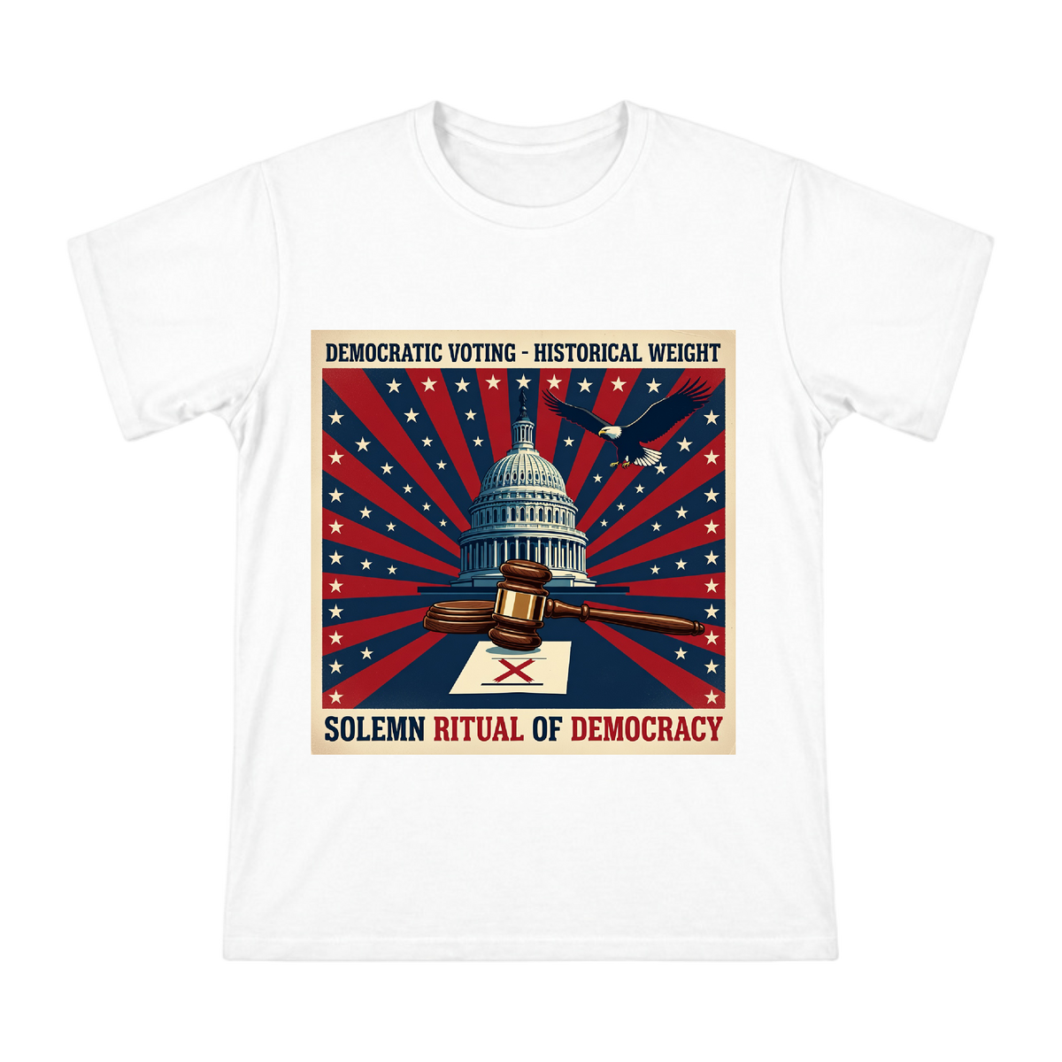 US Capitol Dome & Gavel Vintage Political Art Men's Cotton T-Shirt front [ai-pod:f4cd71fcd03a43c96efc4498093d53e6]