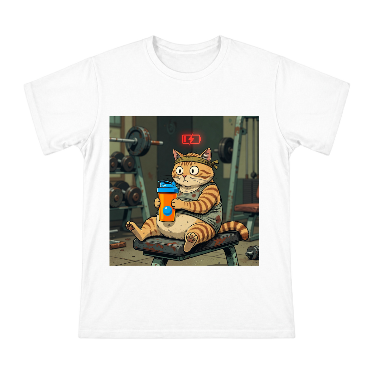 Fitness Orange Cat Protein Shaker Retro Comic Men's Short Sleeve T-Shirt front [ai-pod:e01cd0cc3678d0dbe7bf97949e866c26]