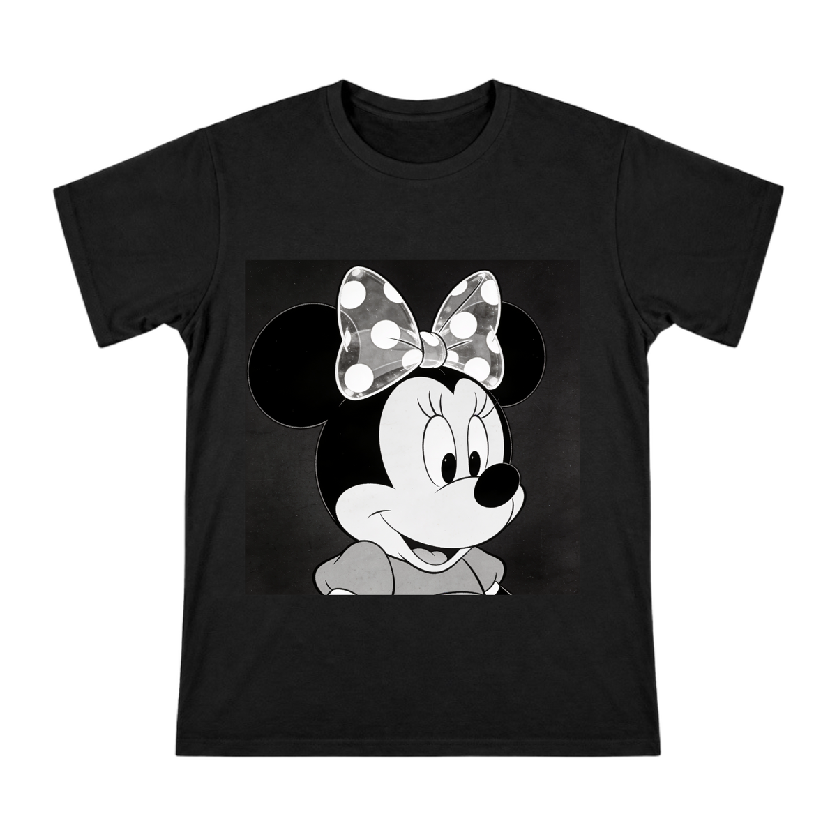 1928 Vintage Minnie Mouse Portrait on Men's Custom Cotton T-Shirt front [ai-pod:40022348b4f0d659f32fed993e136192]