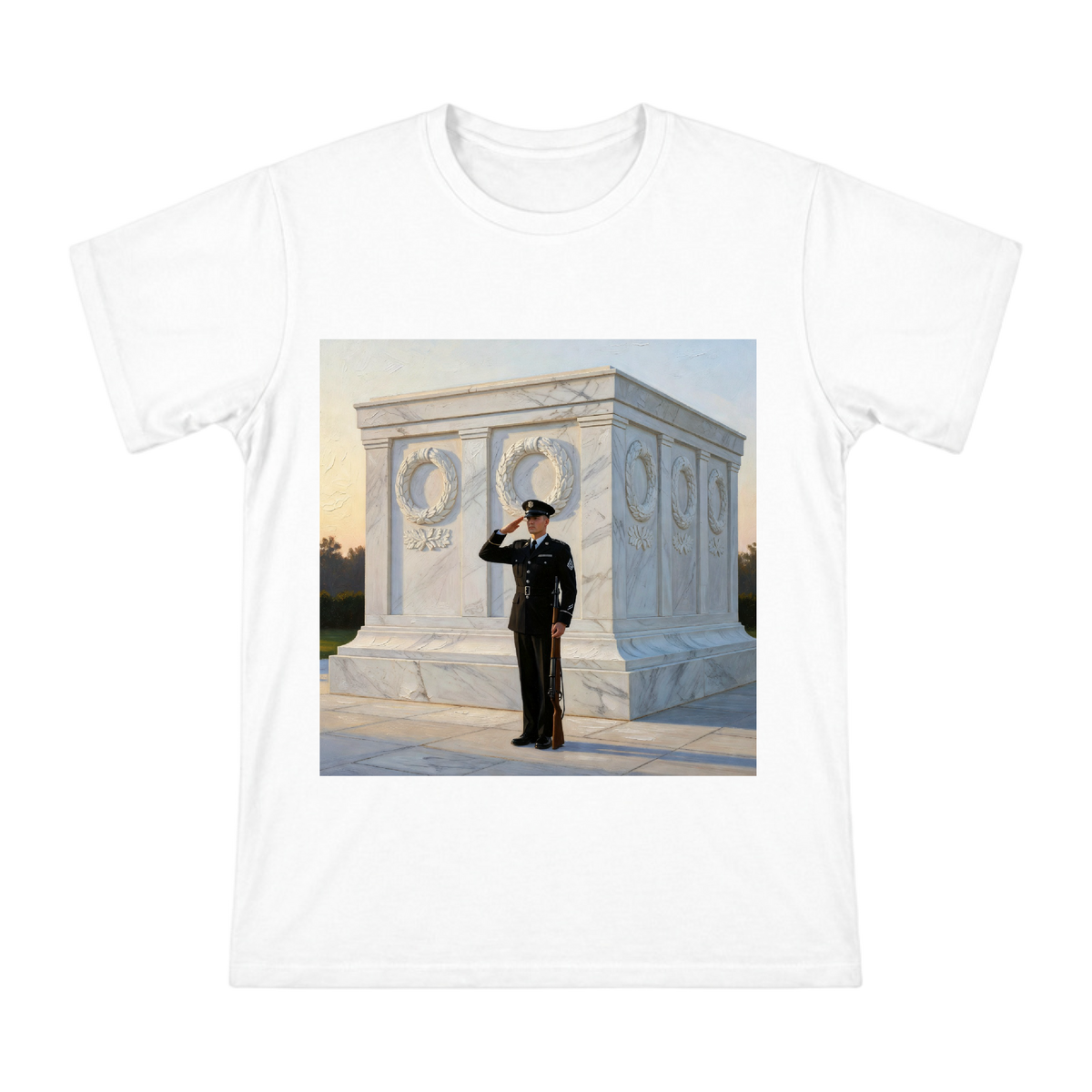 Tomb of the Unknown Soldier Sentinel Tribute Men's Custom Print T-Shirt front [ai-pod:41355354f184f9257d6f5b4a14e9d61d]