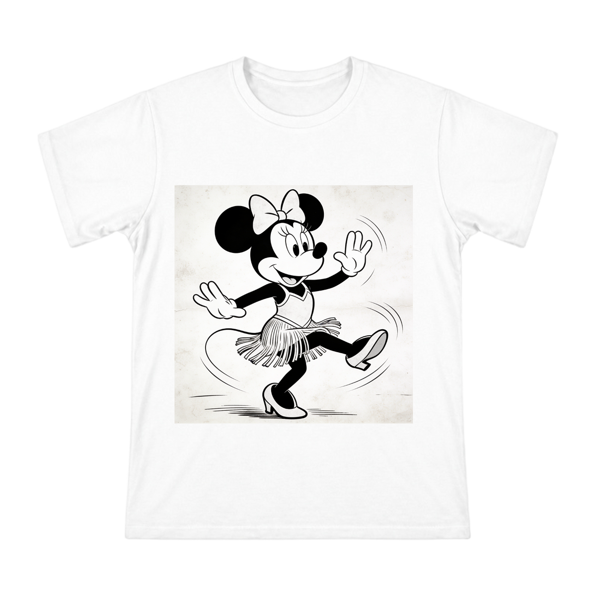 Retro Black-and-White Minnie Mouse Charleston Dance T-Shirt front [ai-pod:a99fbf6f2fbd23b8231809a1c20d582f]