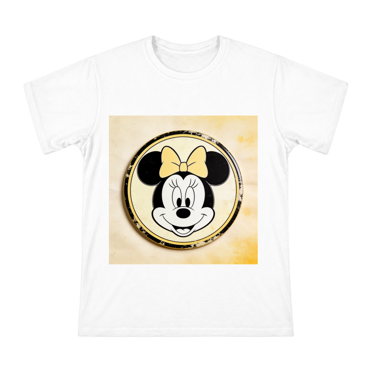 Vintage Minnie Mouse Distressed Badge Men's Cotton T-Shirt front [ai-pod:0341abb5618667f53b8b6bfe5670d136]