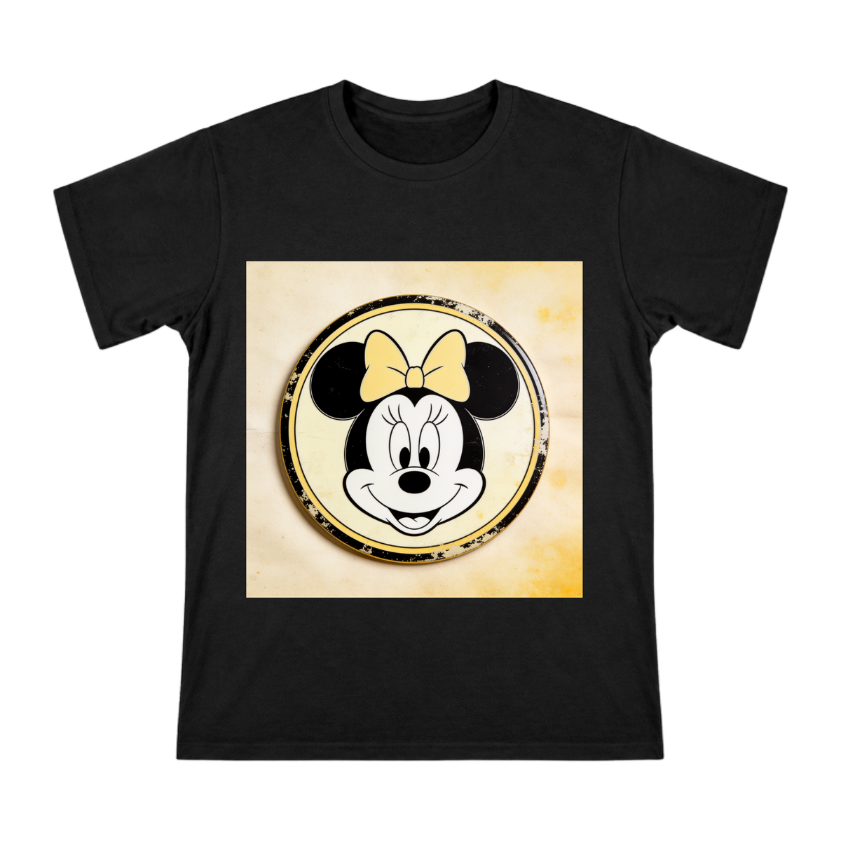 Vintage Minnie Mouse Distressed Badge Men's Cotton T-Shirt front [ai-pod:a1d1f30df0202ea7b66b50643c187ee0]