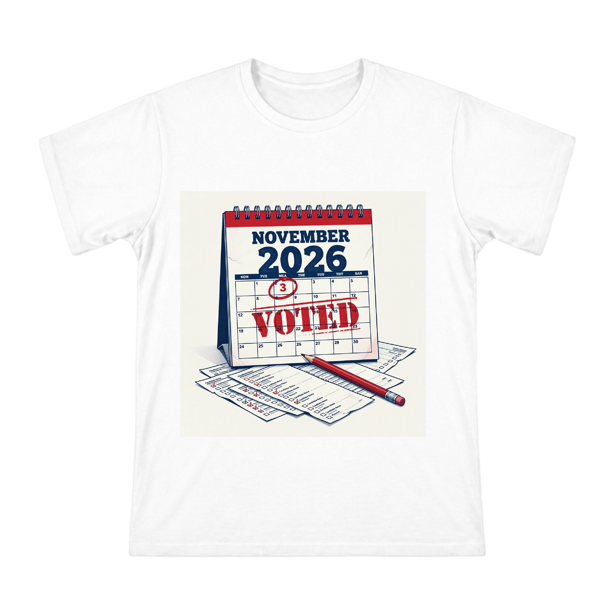 2026 Election Day Vintage Calendar Men's Short Sleeve T-Shirt front [ai-pod:927e3e11c302c9e0c9d11d74e3ff42ec]