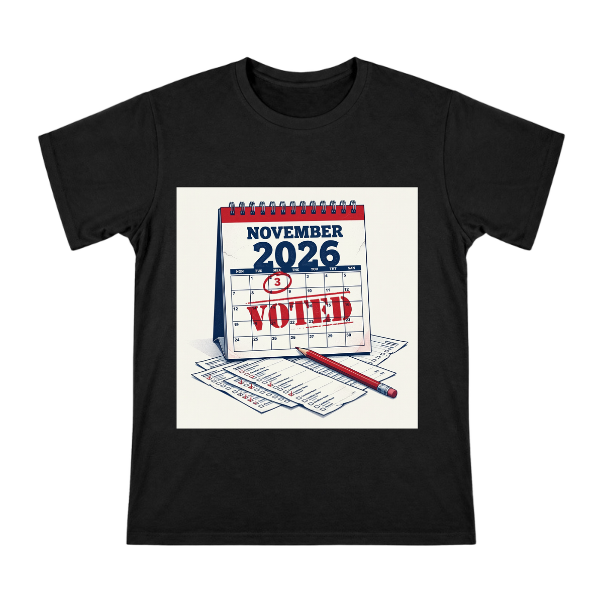 2026 Election Day Vintage Calendar Men's Short Sleeve T-Shirt front [ai-pod:ba74735342f7dc855c5cc81ed775a1f6]