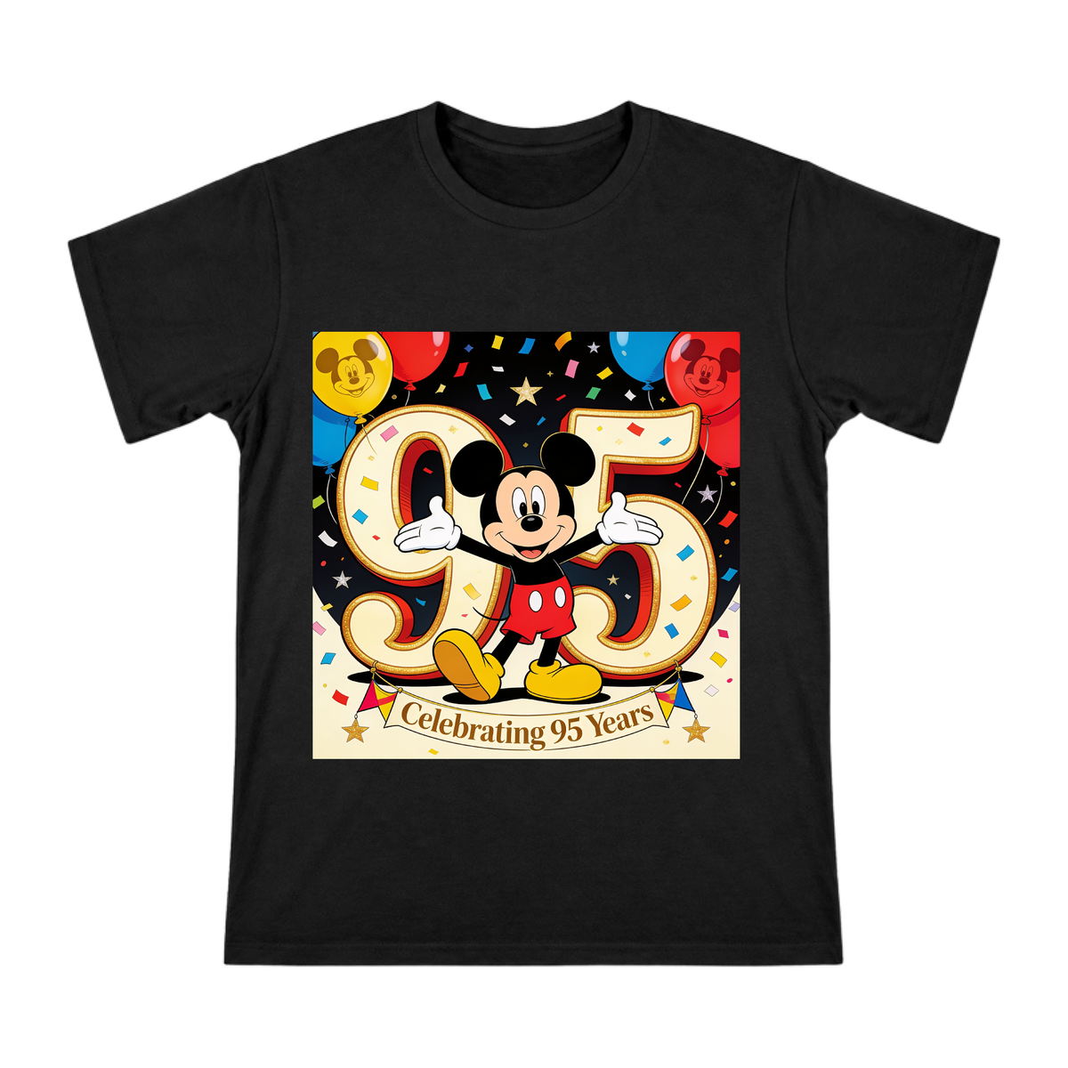Mickey Mouse 95th Anniversary Celebration Retro Illustration Men's Cotton T-Shirt front [ai-pod:1e5a52b59389d556e2ceb7b01ff7c8fa]
