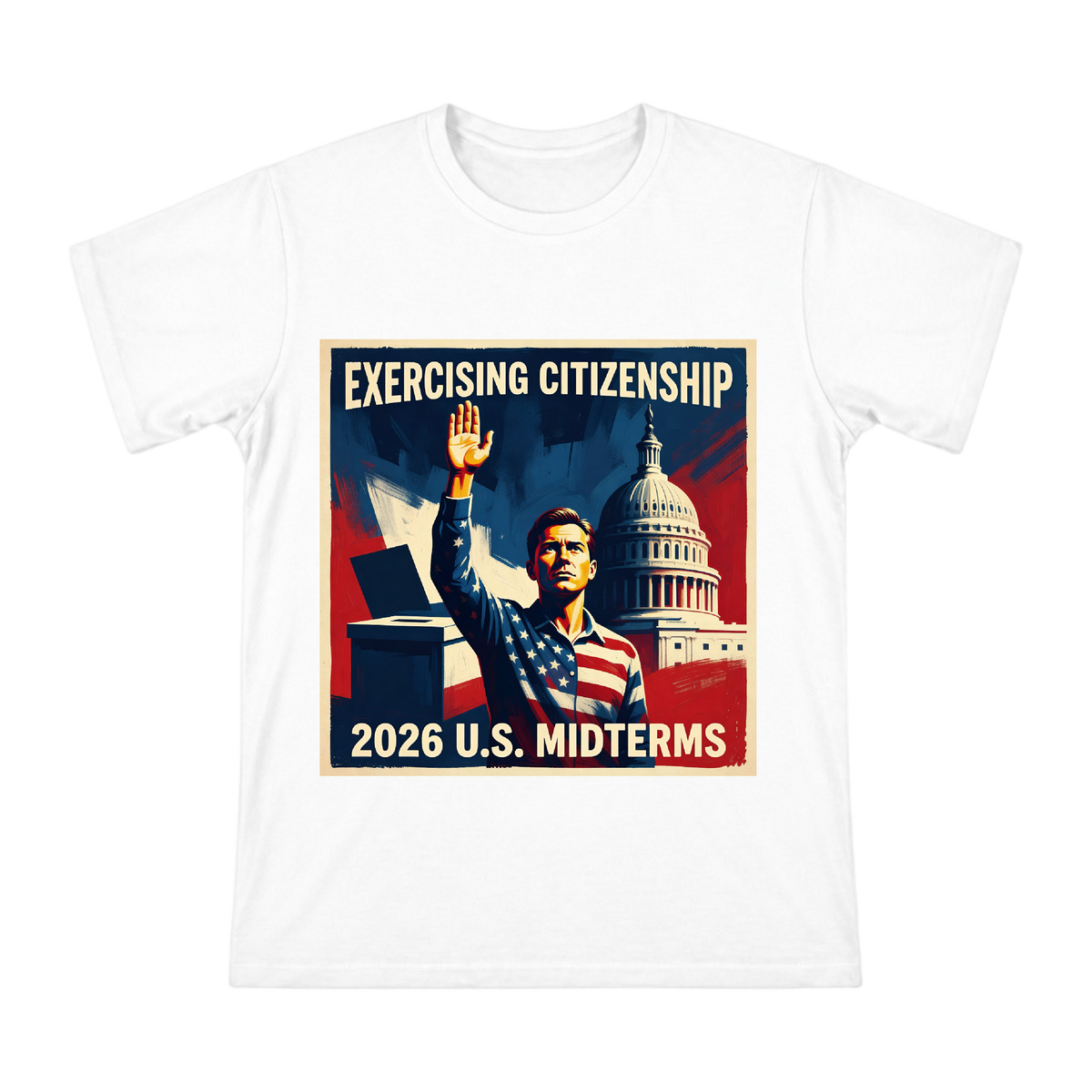 2026 U.S. Midterms Exercising Citizenship Vintage Poster Men's Short Sleeve T-Shirt front [ai-pod:9b85f313253cd75e86c4e6ee3bcc0236]