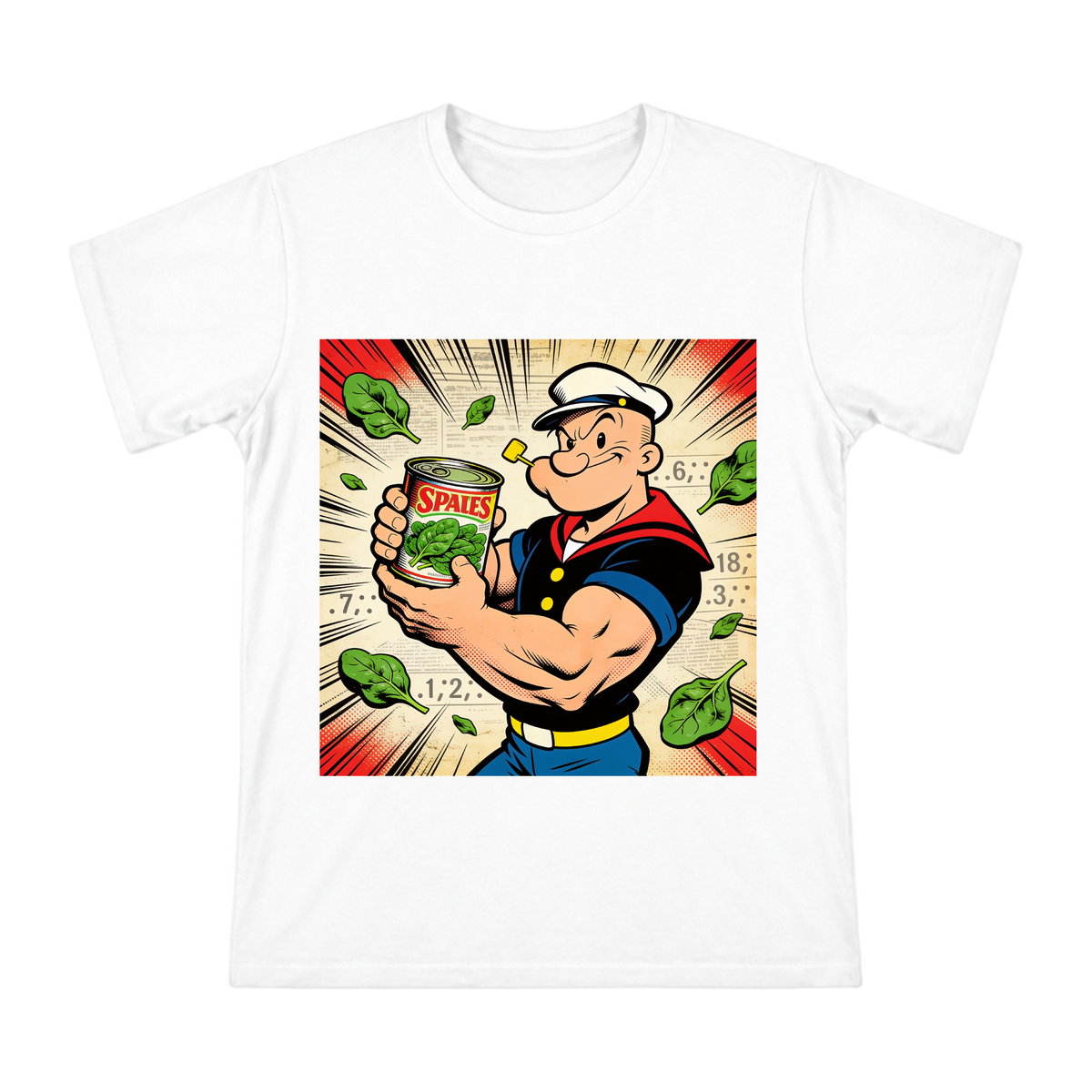 Vintage Comic Power Pope Muscle Sailor Print Men's Short Sleeve T-Shirt front [ai-pod:dd04d64be83d136b714b56dbb4ccadd2]
