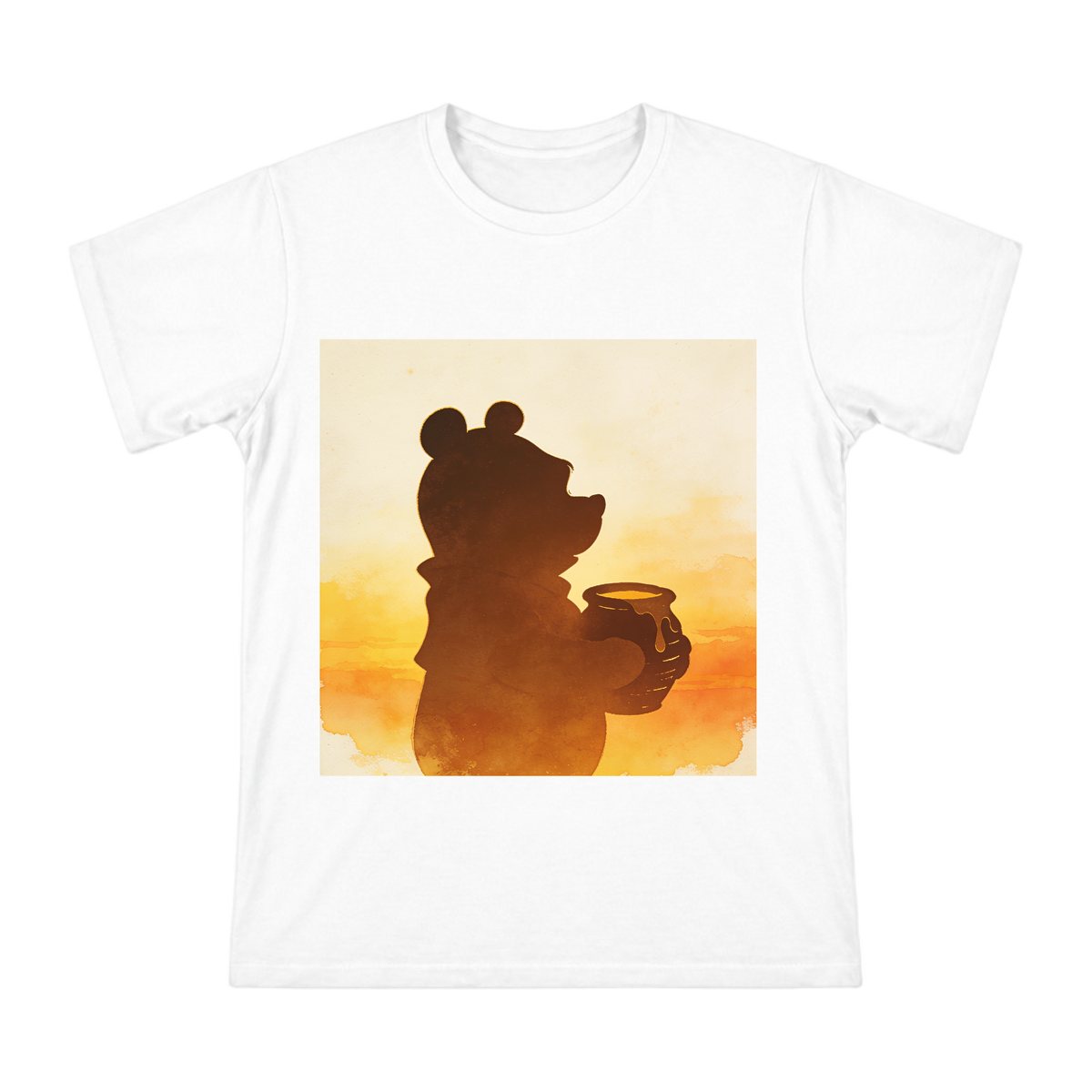 Vintage Winnie the Pooh Honey Pot Silhouette Print Men's Short Sleeve Cotton T-Shirt front [ai-pod:64f6081f04d05d822f2fa2ec222d68c2]