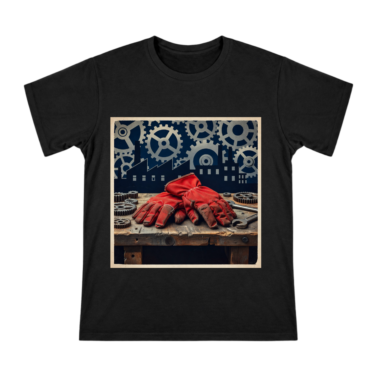 Vintage Industrial Red Canvas Work Gloves Men's Custom Print Cotton T-Shirt front [ai-pod:4dd520ce2a1aecff74d8f00ff5609d0a]