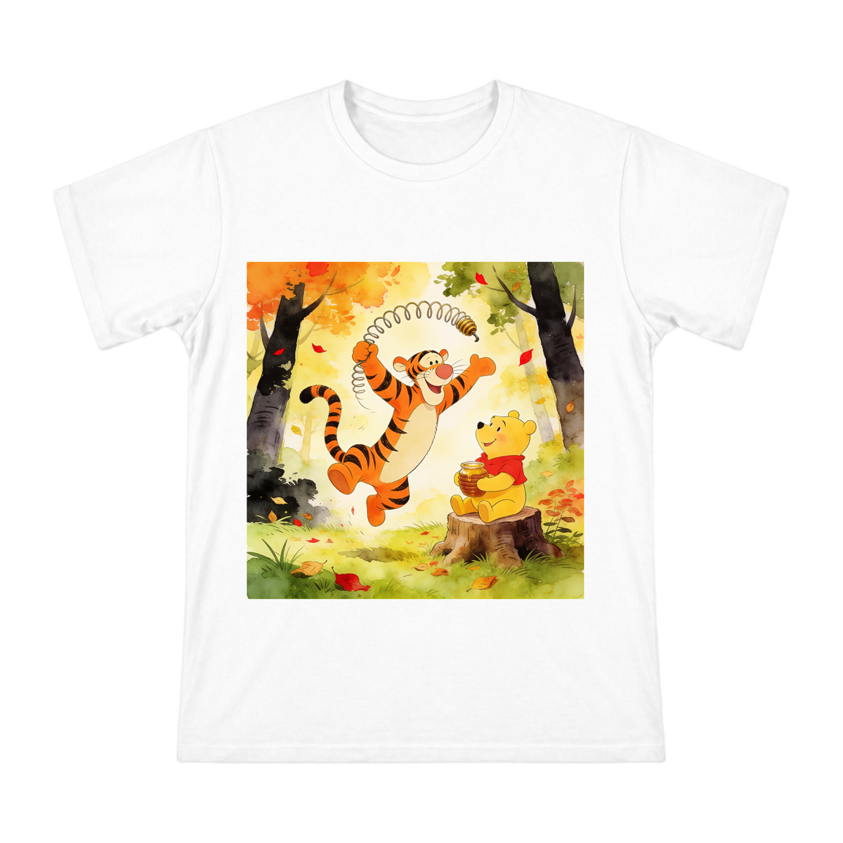 Tigger and Winnie the Pooh Watercolor Art Men's Short Sleeve T-Shirt front [ai-pod:e08822f8d84c2d7911342b0c15de132a]