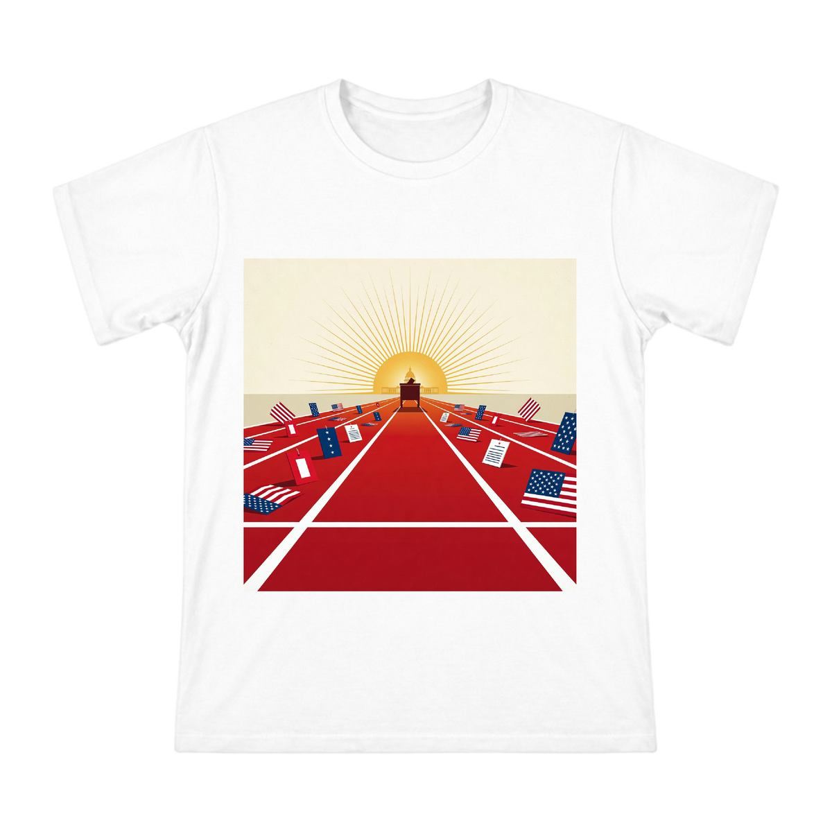 Democracy Race Track Men's Custom Print T-Shirt front [ai-pod:95551c0d153b18ce69525335e1c6294c]